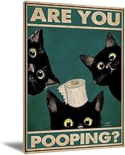 Black Cat Wall Art Cat Bathroom Wall Art Poster Cute Animal Picture Canvas Print Cat Painting Poster Cat Pictures Wall Art Cat Toilet Paper Art Posters for Home Bathroom Decor 16x24 Inch Frameless