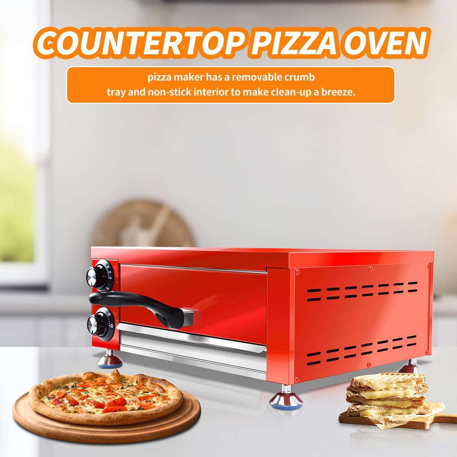 Forno elettrico per pizza da interni, temperatura regolabile e timer per pizze fatte in casa perfette