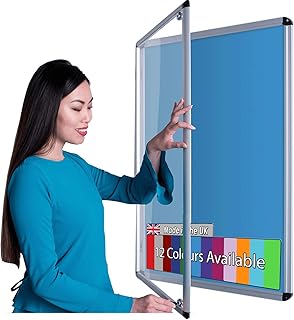 Wonderwall Classic Tamperproof Lockable Light Blue Noticeboard, 90 x60cm, with 2 Safety Locks, Indoor Use- for School, Office Display