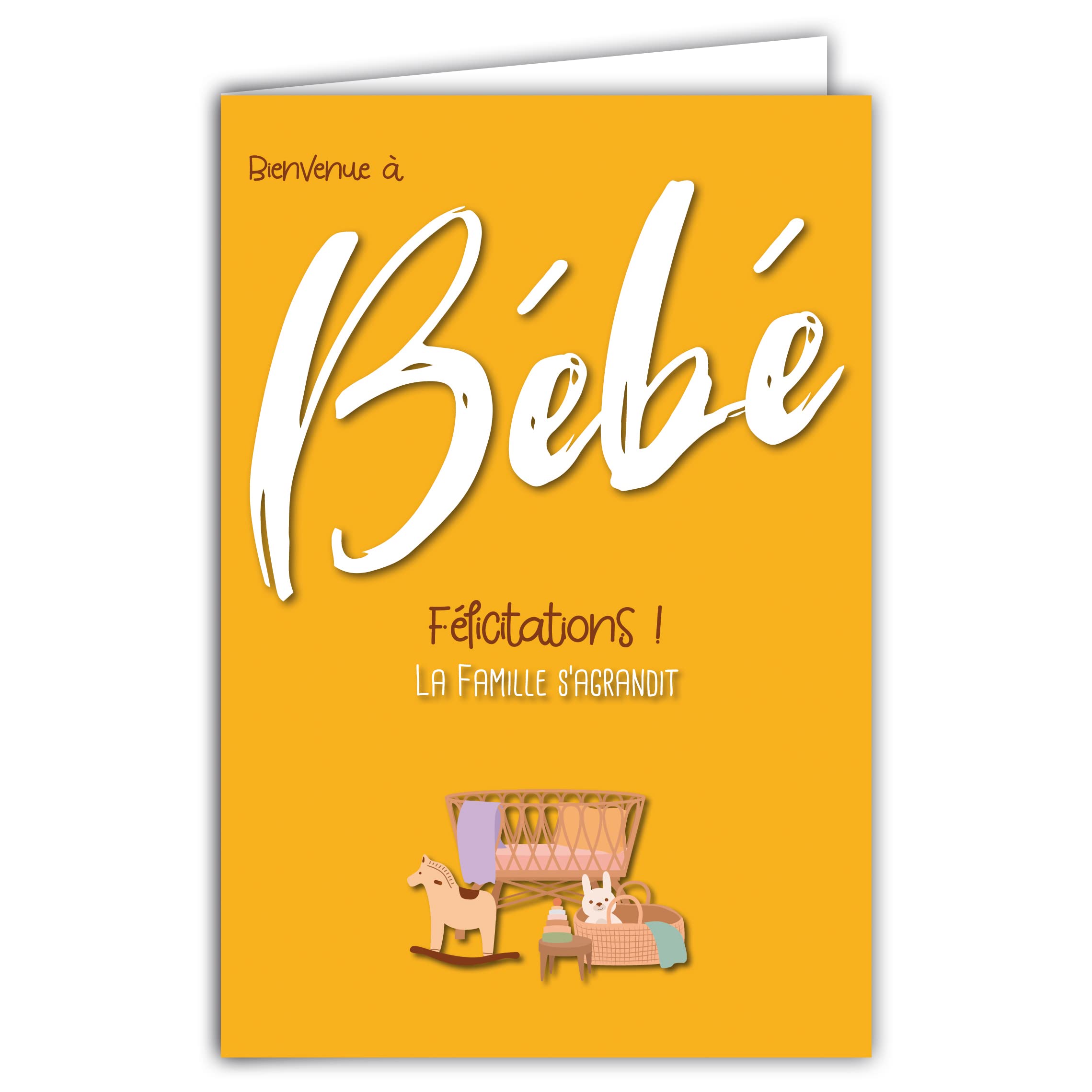 Welcome to Baby Congratulations Birth Boy Girl Family Expands Rocking Horse Illustration Card with Envelope Format 12 x 17.5 cm Paper 300 g Glossy Gift Made in France 69-8056