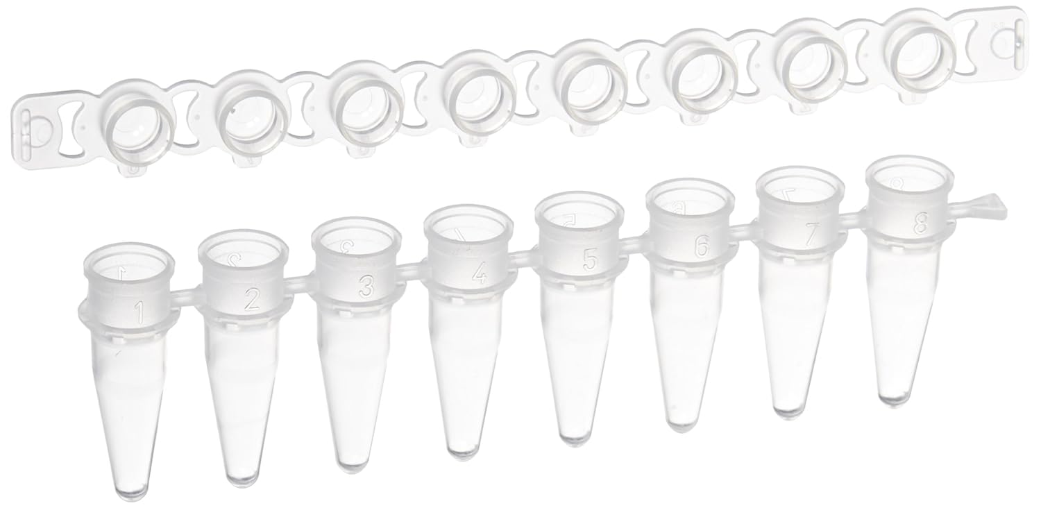 BrandTech 781327 Polypropylene (PP) Clear PCR Tubes with Domed Caps
