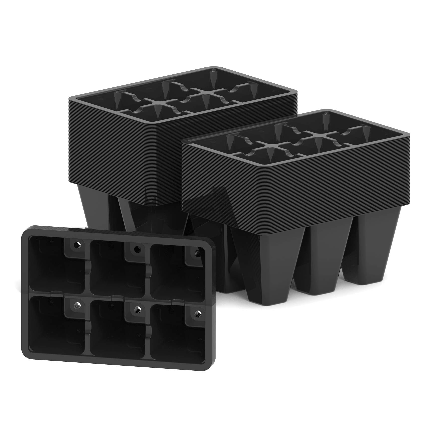 Gardzen 120 Pack 6-Cell Seed Starting Tray for Seedlings, Plant Starter Trays with Drainage Holes for Seed Germination, 5.4x3.7 inches, Black