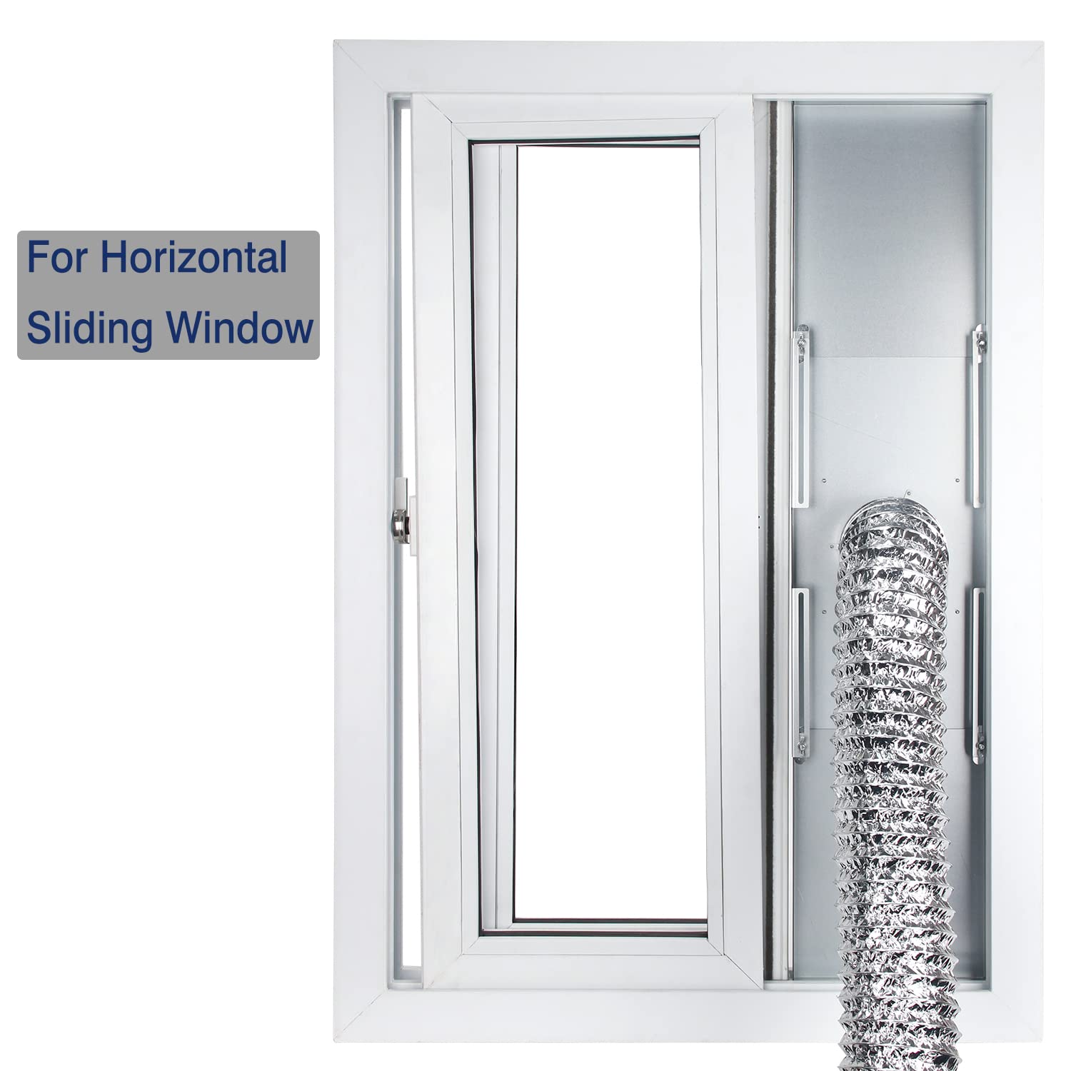 TOPOWN Galvanized Steel Window Dryer Vent for 4" Dryer Vent Hose, Fit 16" - 25" Horizontal/Vertical Sliding Window Adjustable
