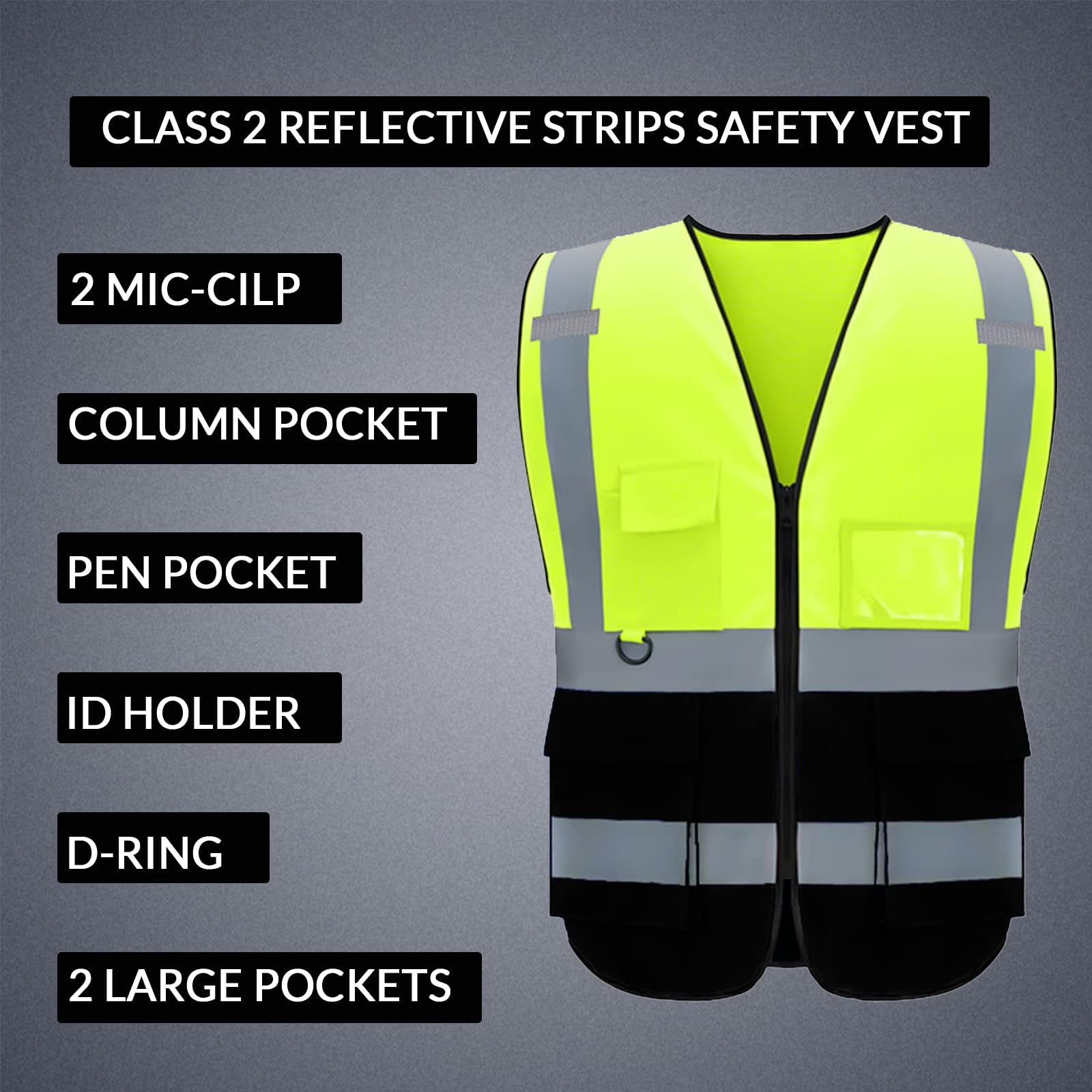 Safety Vest Custom LOGO Class 2 Hi Vis vest Print Your Own High Visibility Reflective Strip Outdoor Workwear for Men & Women
