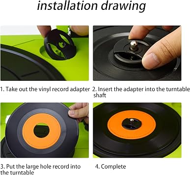 Lovermusic Black 7 Inch 45 RPM ABS Vinyl Record Centre-Hole Adapter for Turntables Record