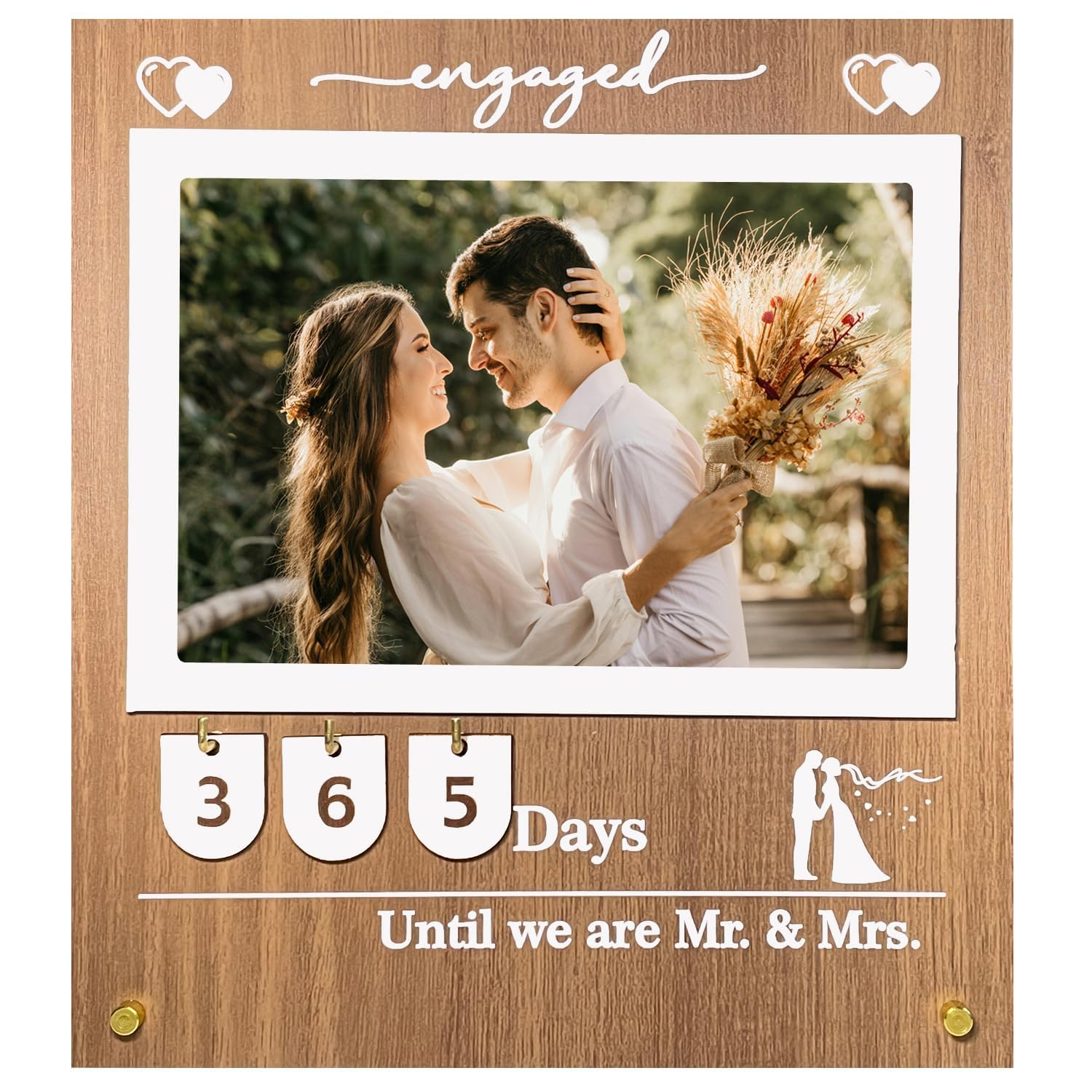 Engagement Gifts for Couples-Engagement Picture Frame Wedding Countdown Calendar Bride to Be Gifts for Couples Newly Engaged Cool Engagement Gifts for Her Women Couples