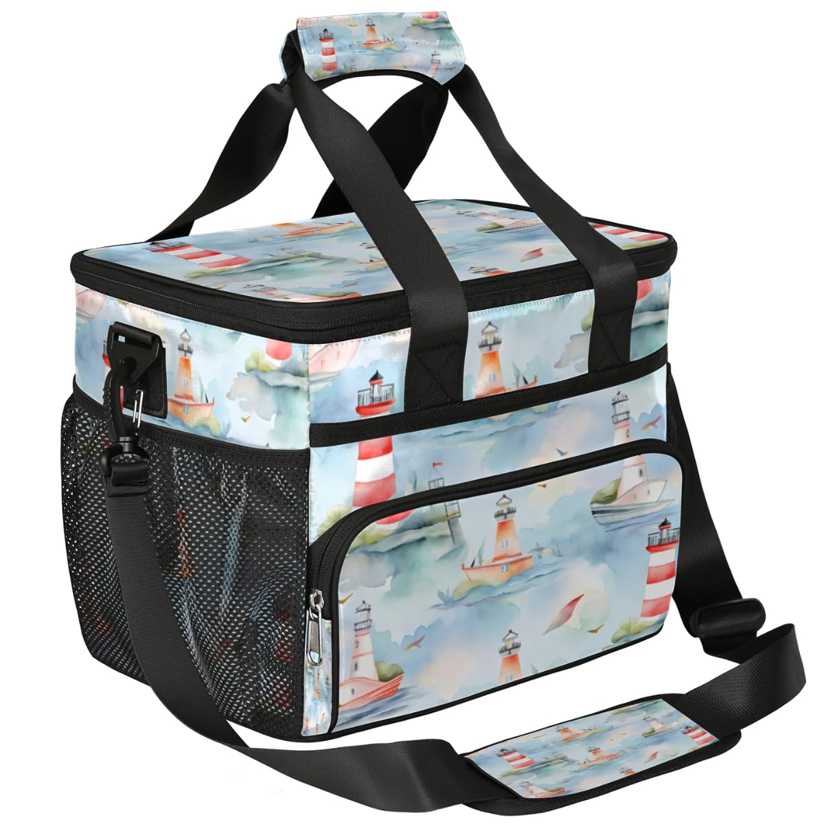 Boat Insulated Picnic Backpack Lunch Box for Women Men Picnic Basket Tote Lunch Bag Picnic Bag Portable Lunch Bags for Picnic, Beach, Work, Trip,Office, Camp Lighthouse