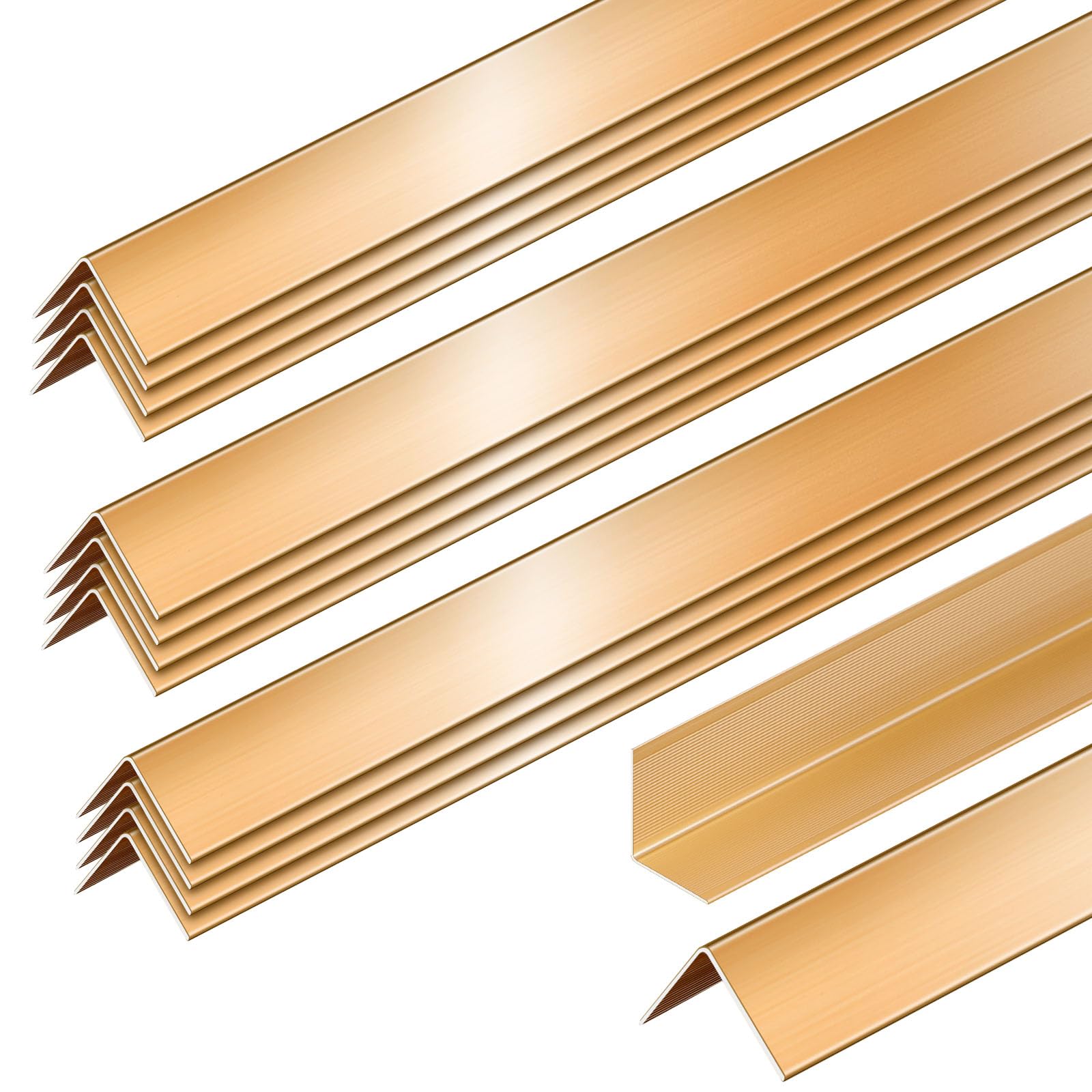 Therwen 30 Pcs Aluminum Alloy Metal Molding Corner Guards 48 x 1.2 x 1.2 Inches Wall Corner Guard Protectors with 90° Angle Door Frame Cabinet