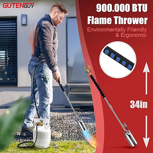 Miniatura 2 de Antorcha de propano portátil con bolsa de almacenamiento, soplete de alto rendimiento de 1,280,000 BTU con manguera de 10 pies, desbrozadora de