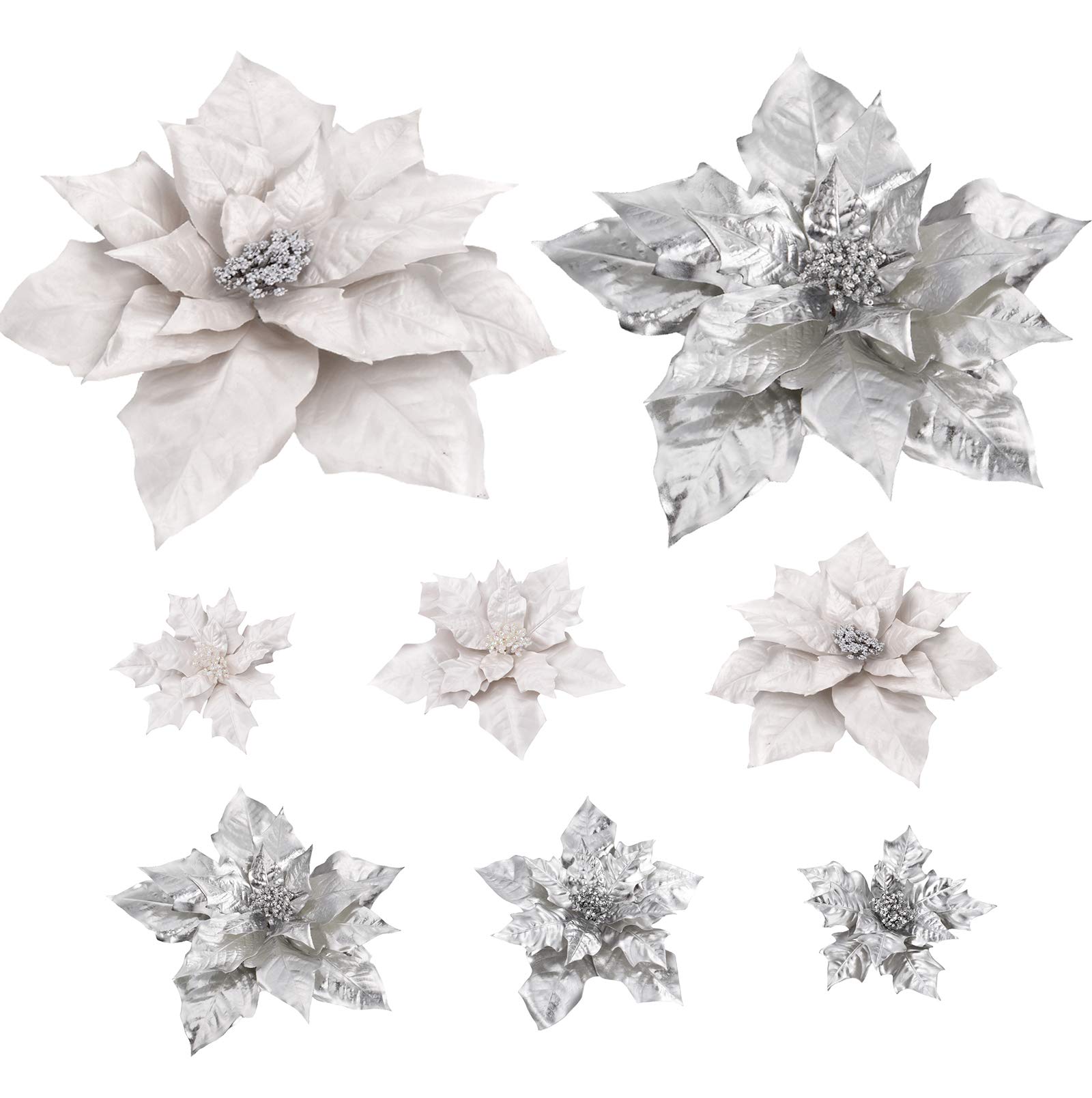 Artificial White Poinsettia Plants Decor For You