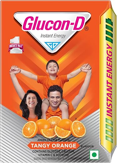 Glucon-D Instant Energy Drink Powder Refill 200 gm | Energy, Recovery, Immunity | Tangy Orange