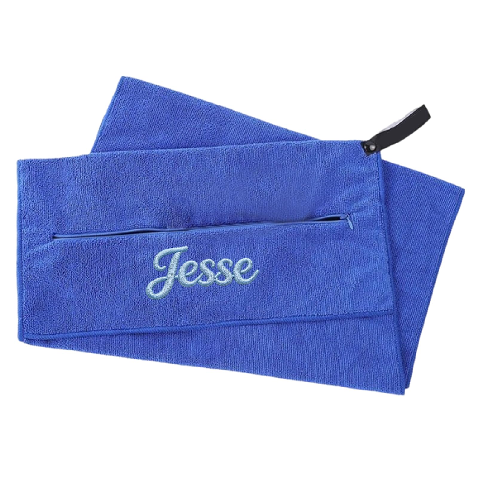 Personalised Embroidered Gym Towel with Zip Pocket – 50 x 135cm Sports Sweat Towel, Custom Absorbent Microfibre Fitness Towel for Gym, Yoga, Camping, Training, Ideal Personalised Gift for Athletes