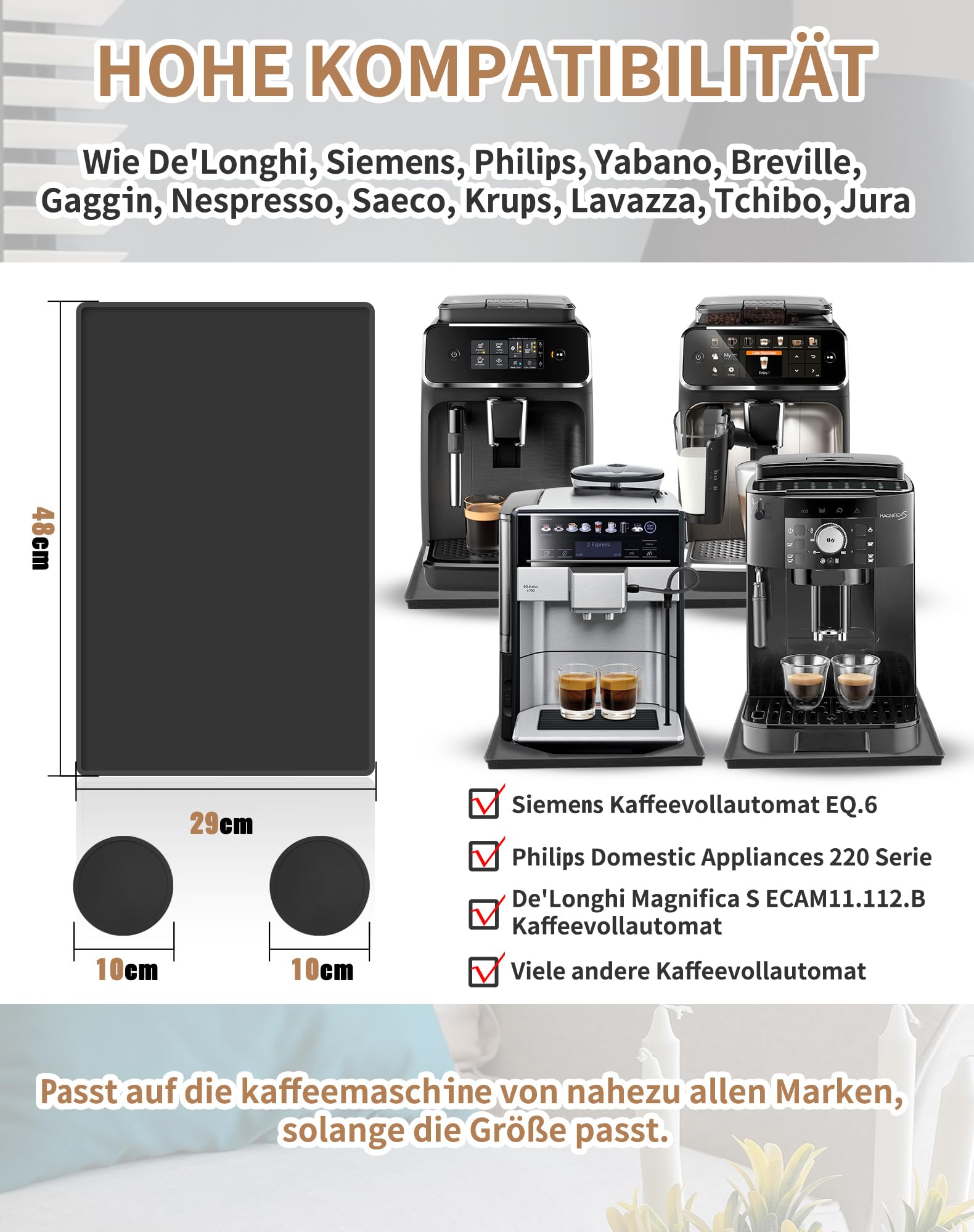 Silicone Tapis Silicone Machine à Café NETONDA 48x30 Cm - Antidérapant & étanche Tapis Machine Café