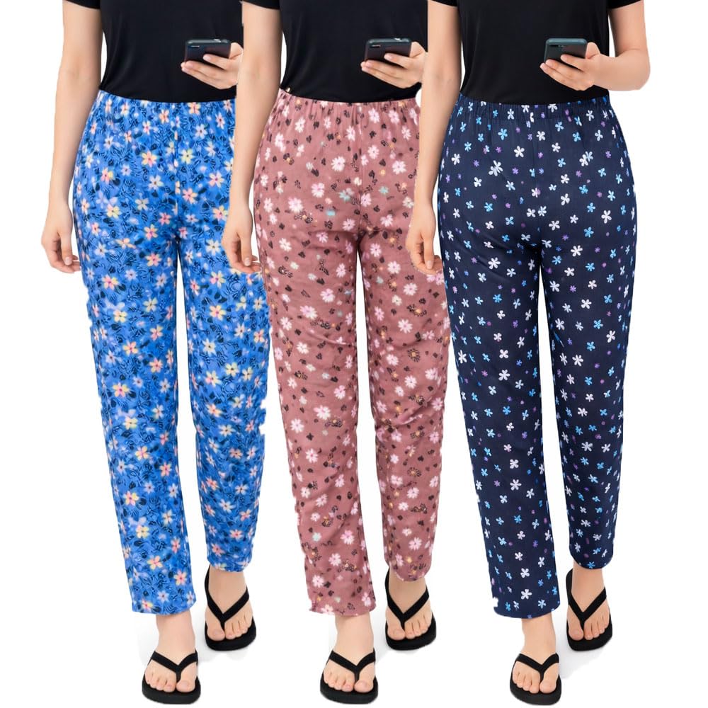 Womens Cotton Pyjamas for Girls (Prints May Vary) 3Pack-image-31