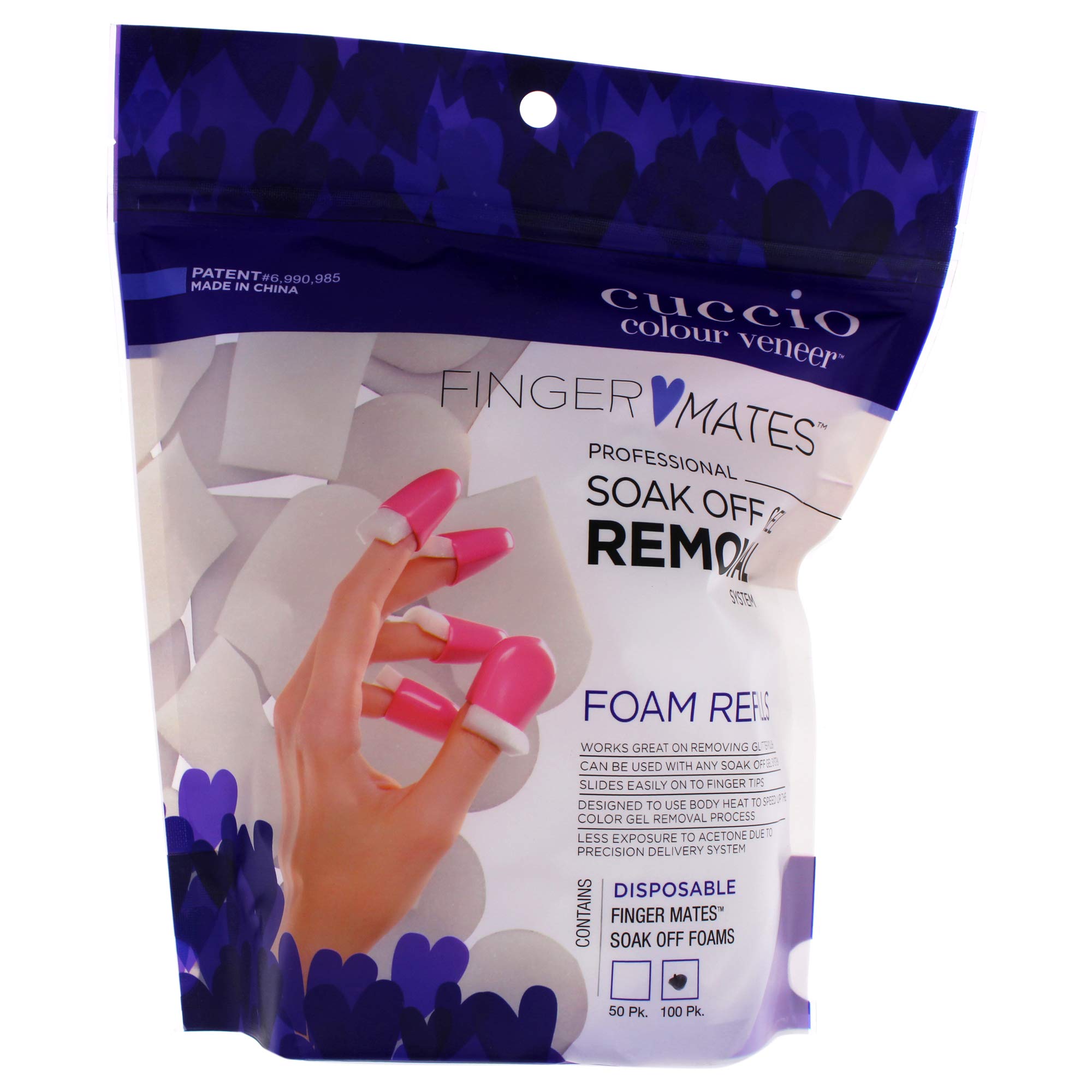 Cuccio Veneer Soak Off Fingermates 50 Foams Refills Pack