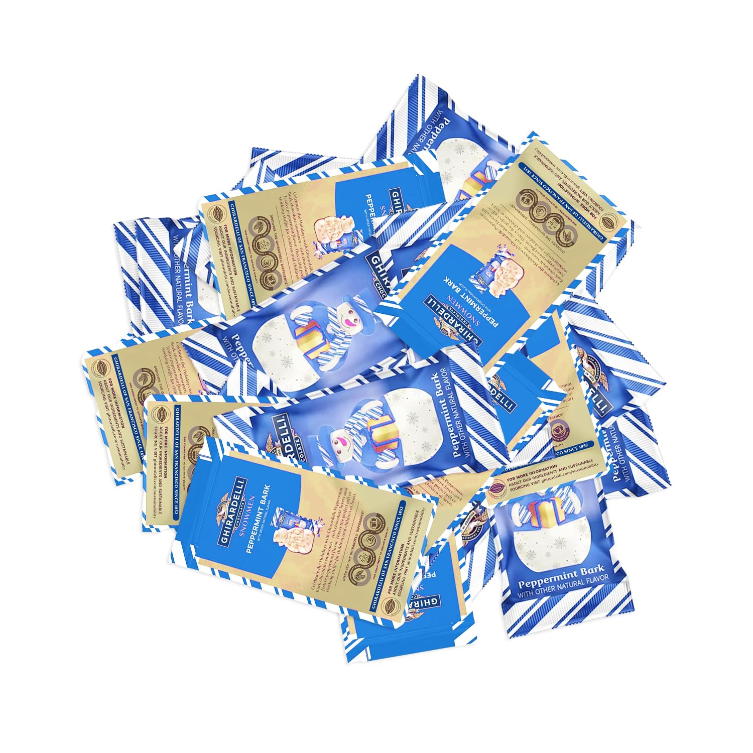 Ghrardlli Dark Chocolate Sea Salt Snowman Squares – Individually Wrapped Holiday Chocolates – White Chocolate with Peppermint Crunch – 1 lb Bulk Pack (Approx. 22–26 Squares) – Perfect for Christmas Gifts, Stockings & Candy Bowls