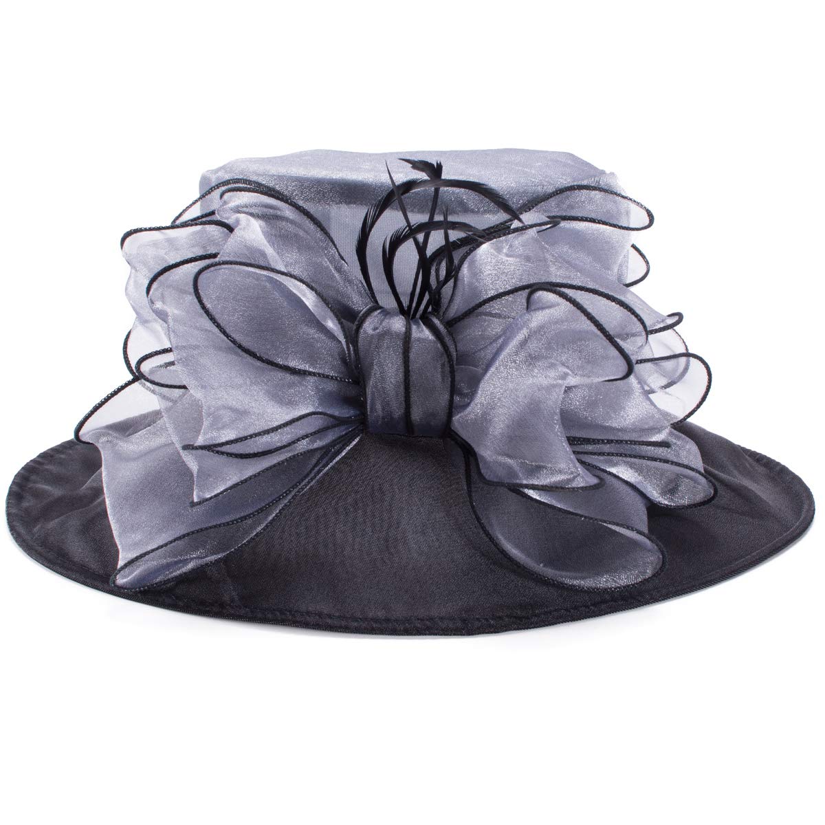 Lawliet Women Organza Summer Sun Hat for Wedding Beach Church Race Derby Hat