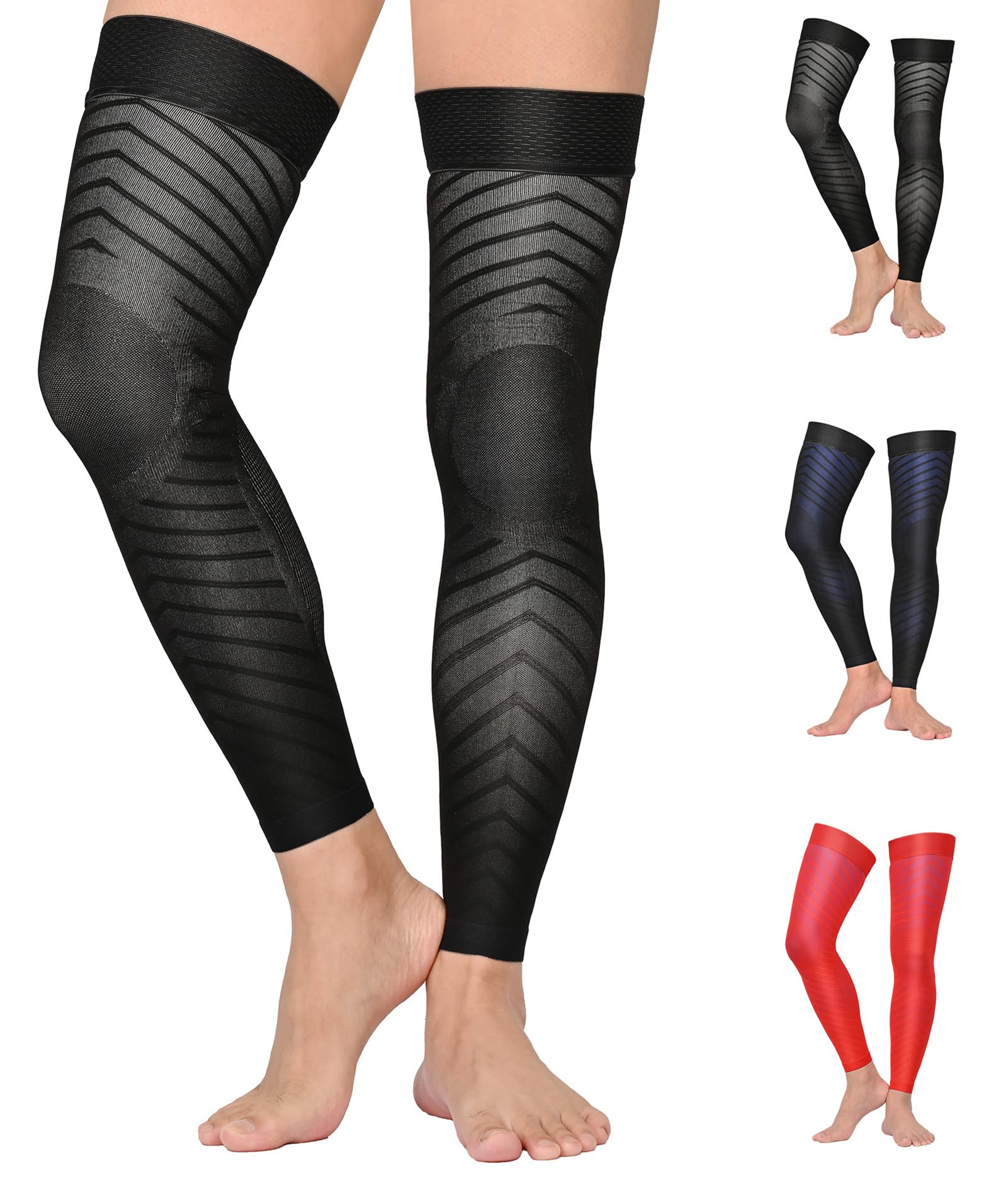 MGANG Full Leg Compression Sleeves for Men & Women, Thigh High 20-30mmHg Graduated Compression Stockings for Thigh Calf Knee Support, Pain, Swelling,