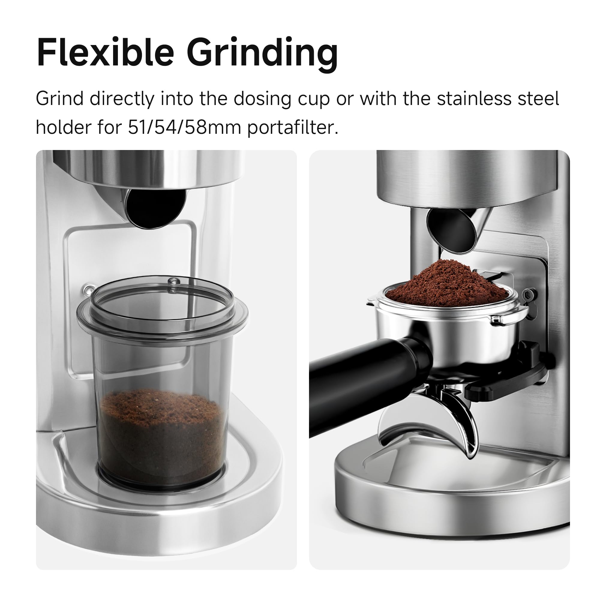 Moulin à café électrique HiBREW G7-48 réglages précis pour espresso/café filtre/café à la française, contrôle des portions et antistatique, broyeur conique pour un café fraîchement moulu