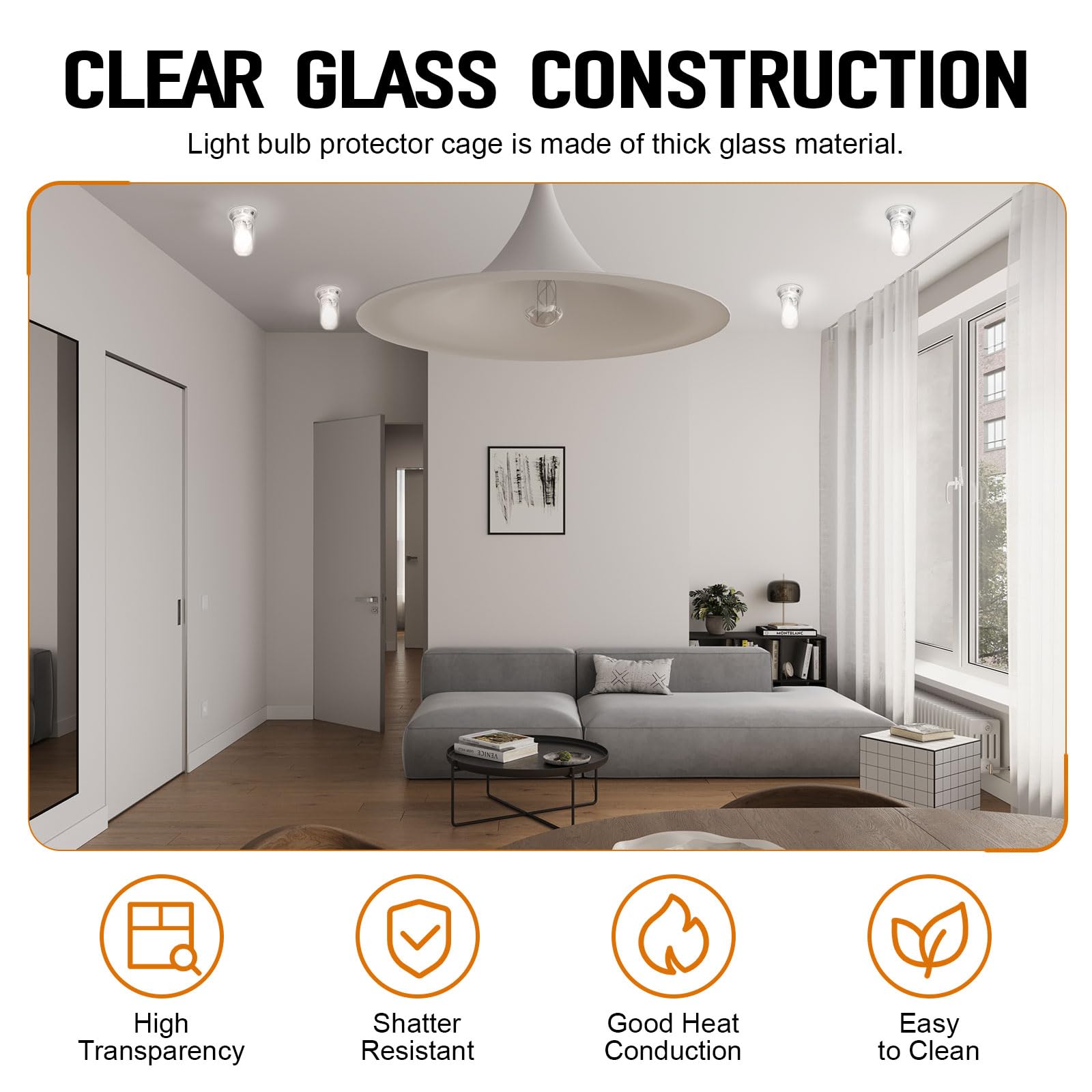 ERETOW L10-X007 Glas-Leuchtmittelabdeckung für begehbare Kühlschränke und Dunstabzugshaubenlampen 31900, bruchsichere Glas-Lichtkugel-Abdeckung, Ersatz für Küche, Außen- und gewerbliche Leuchte