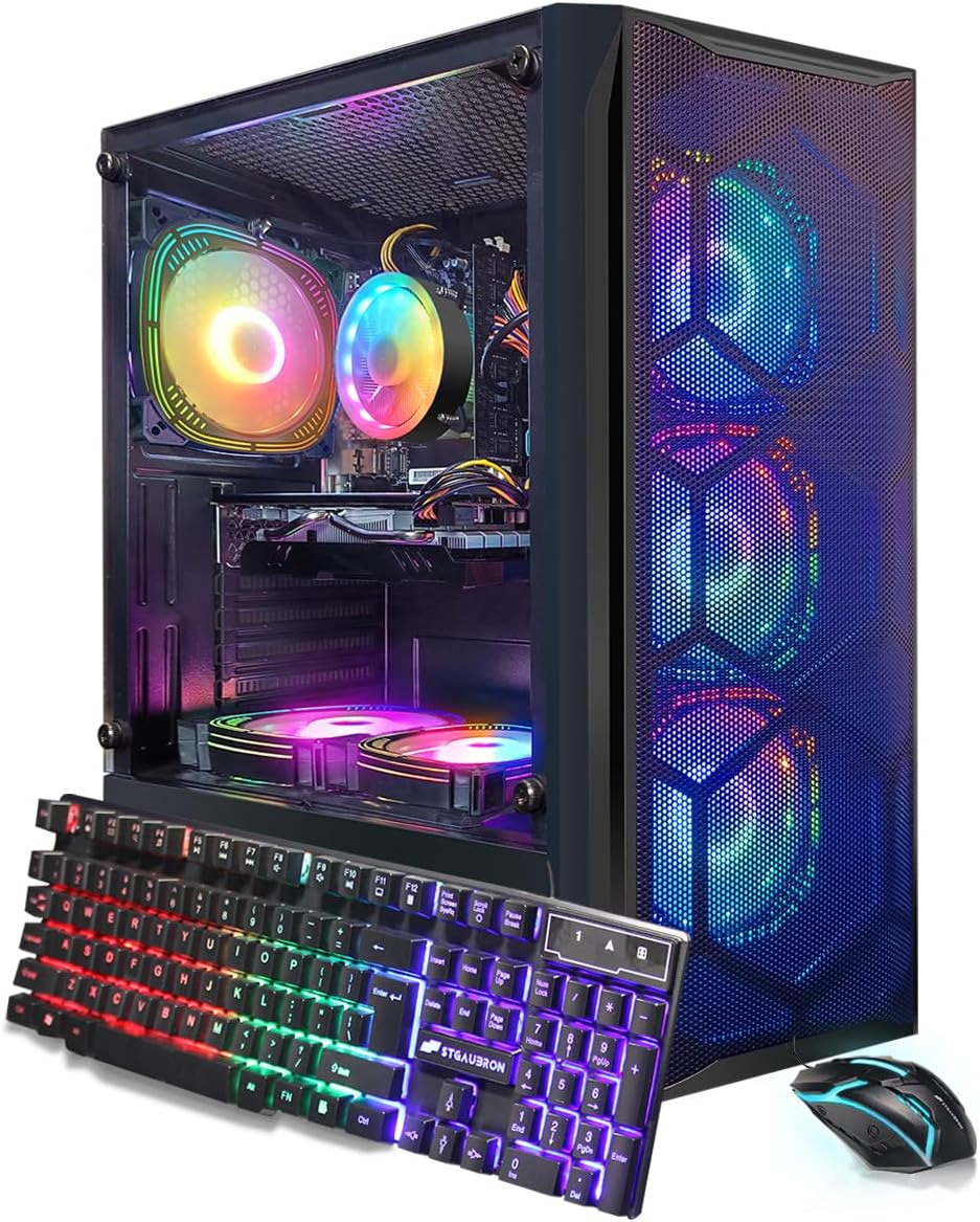 STGAubron Gaming PC Computer Desktop, Intel Core i7 8th Gen up to 4.1G, Radeon RX 580 8G, 16G DDR4, 512G SSD, WiFi 6, BT 5.2, RGB Fan x6, Windows 11 Home STGAubron Gaming PC Computer Desktop, Intel Core i7 8th Gen up to 4.1G, Radeon RX 580 8G, 16G DDR4, 512G SSD, WiFi 6, BT 5.2, RGB Fan x6, Windows 11 Home