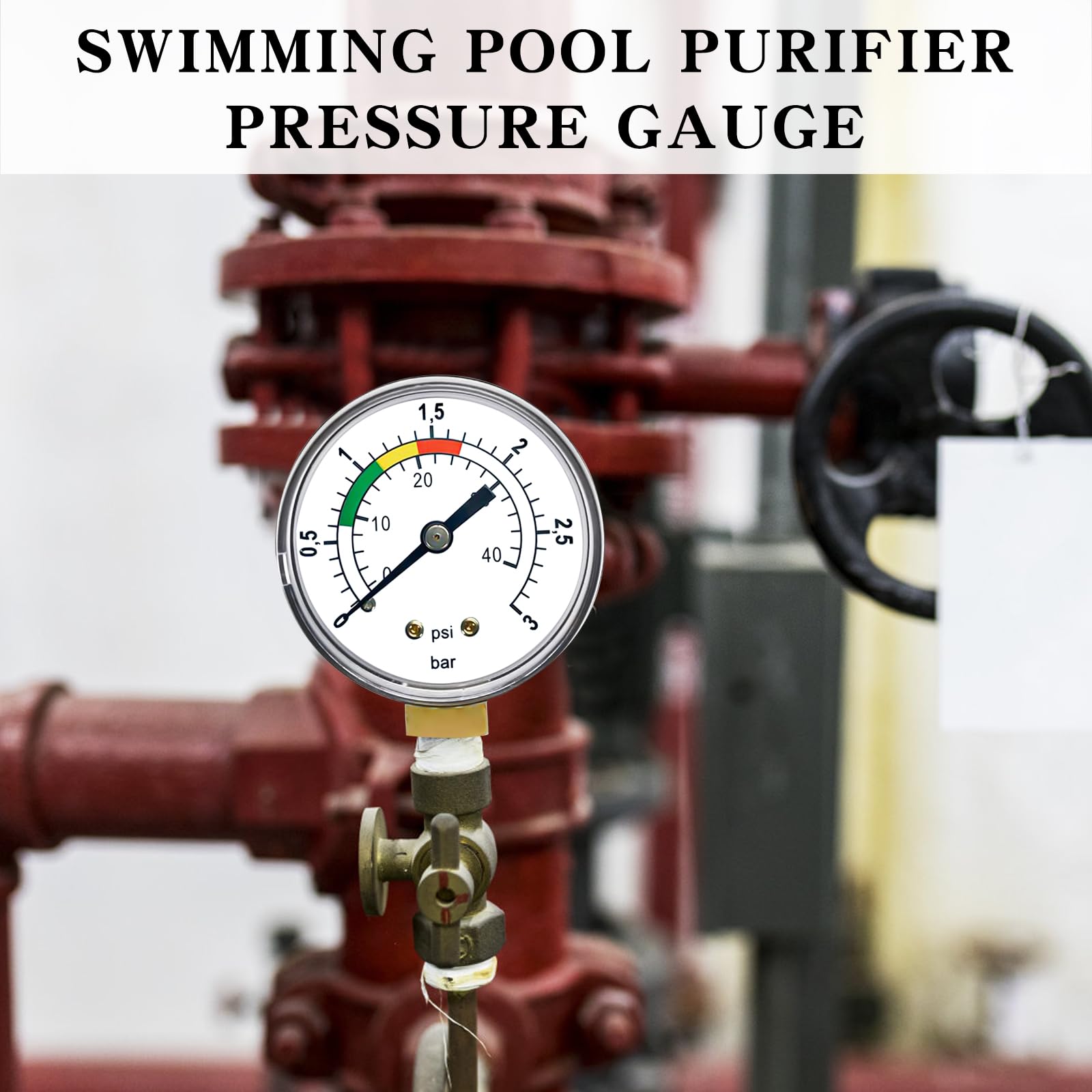 CDDCWZ 1/4 Pouce,Manomètre de Pression d'eau pour Piscine,pour système de Filtration à Sable, 0 3 Bar/psi, 50 mm, précis pour piscines et bassins à Poissons