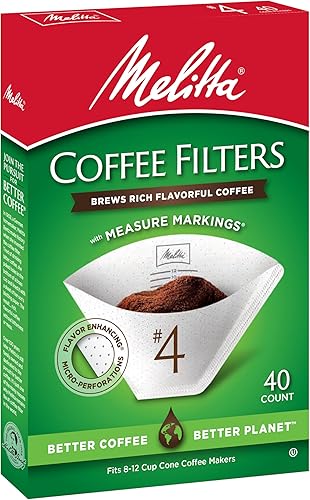 Miniatura 4 de Melitta Filtros de café en cono #4, color blanco, 40 filtros totales. El embalaje puede variar