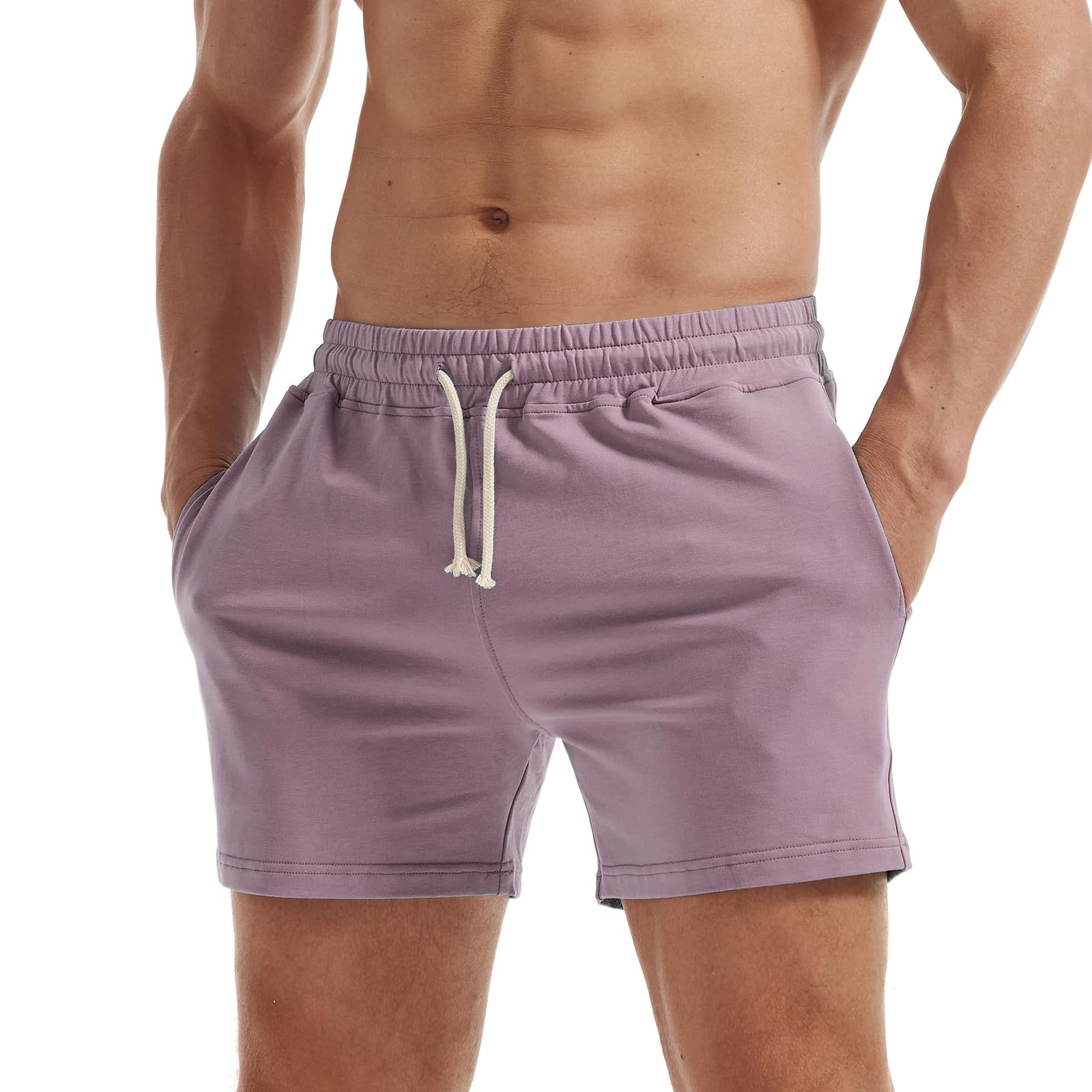 AIMPACT Mens Workout Sweat Shorts 5 Inch Cotton Casual Fitness Mens Athletic Gym Shorts with Pockets