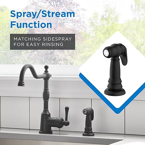 Miniatura 4 de Danze Opulence - Llave de cocina simple con manija única y rociador lateral, D401157BS