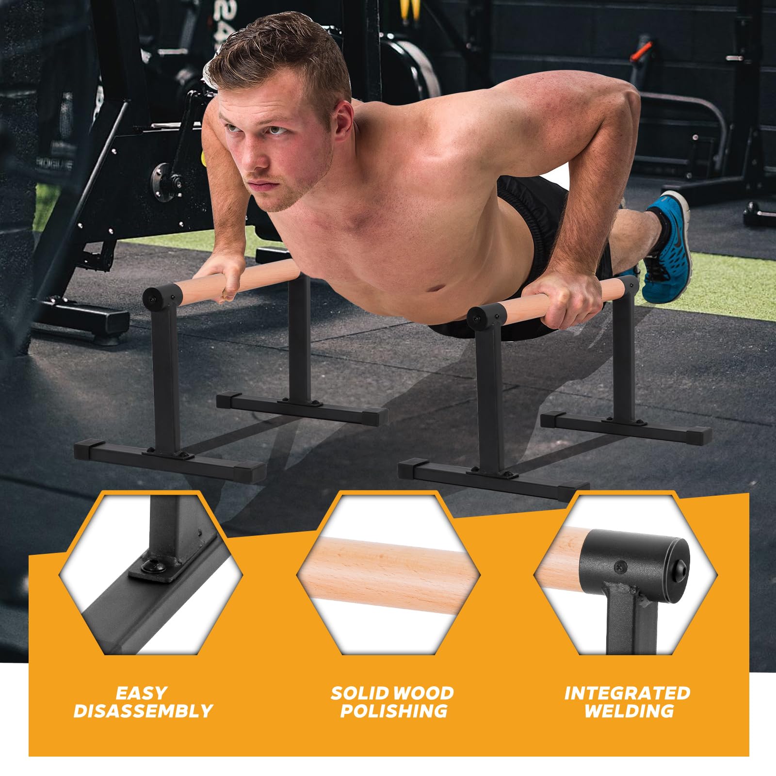 Topfinder Liegestützgriffe Holz, Parallettes Calisthenics Handstand