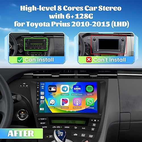 Miniatura 25 de [HiFi] Radio de coche para Toyota Prius 2010-2015, Android 13 9 pulgadas 5G WiFi pantalla táctil Radio compatible con Carplay/Android Auto