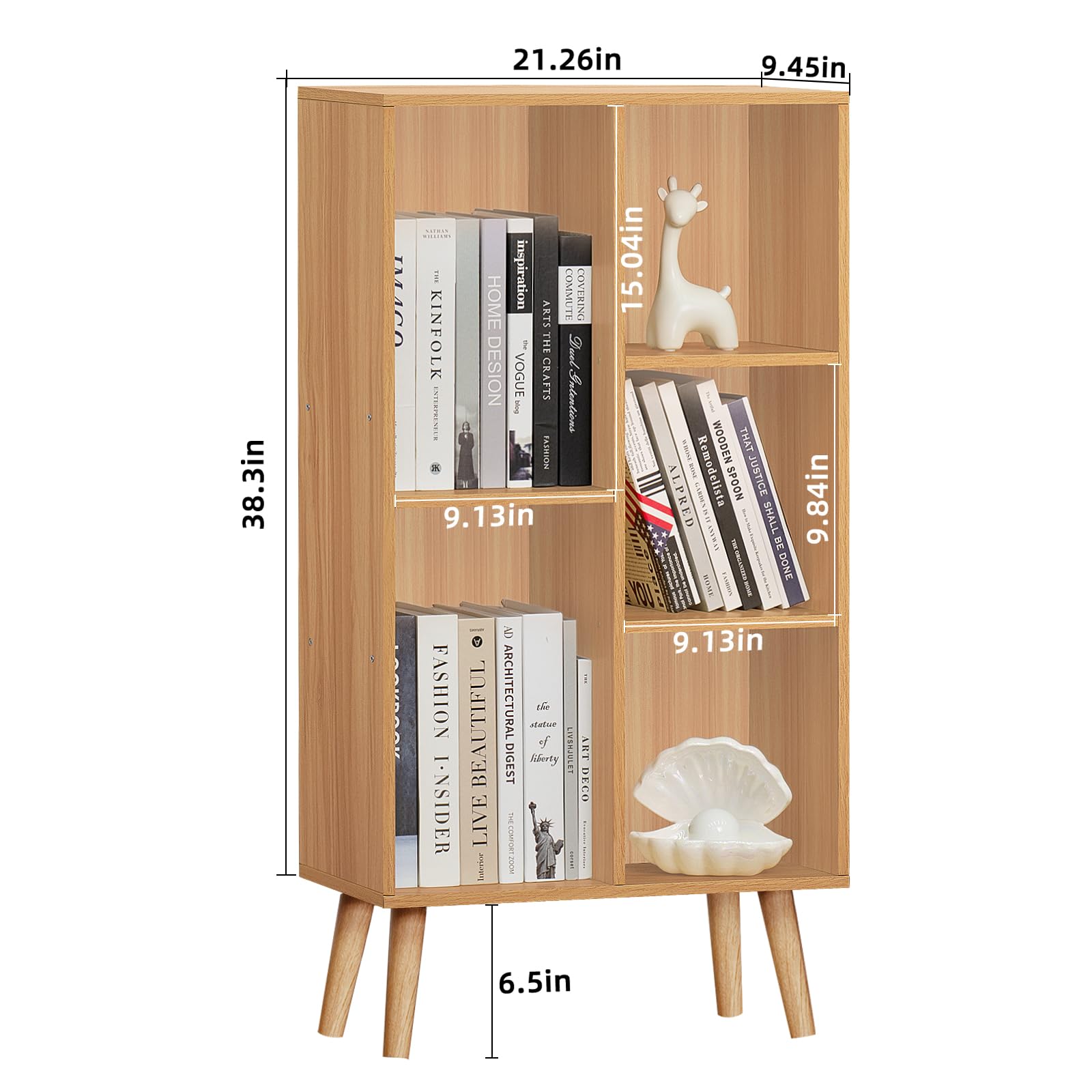 Amazon.com: LEYAOYAO Wooden 5 Cube Bookshelf, Natural 3 Tier Book