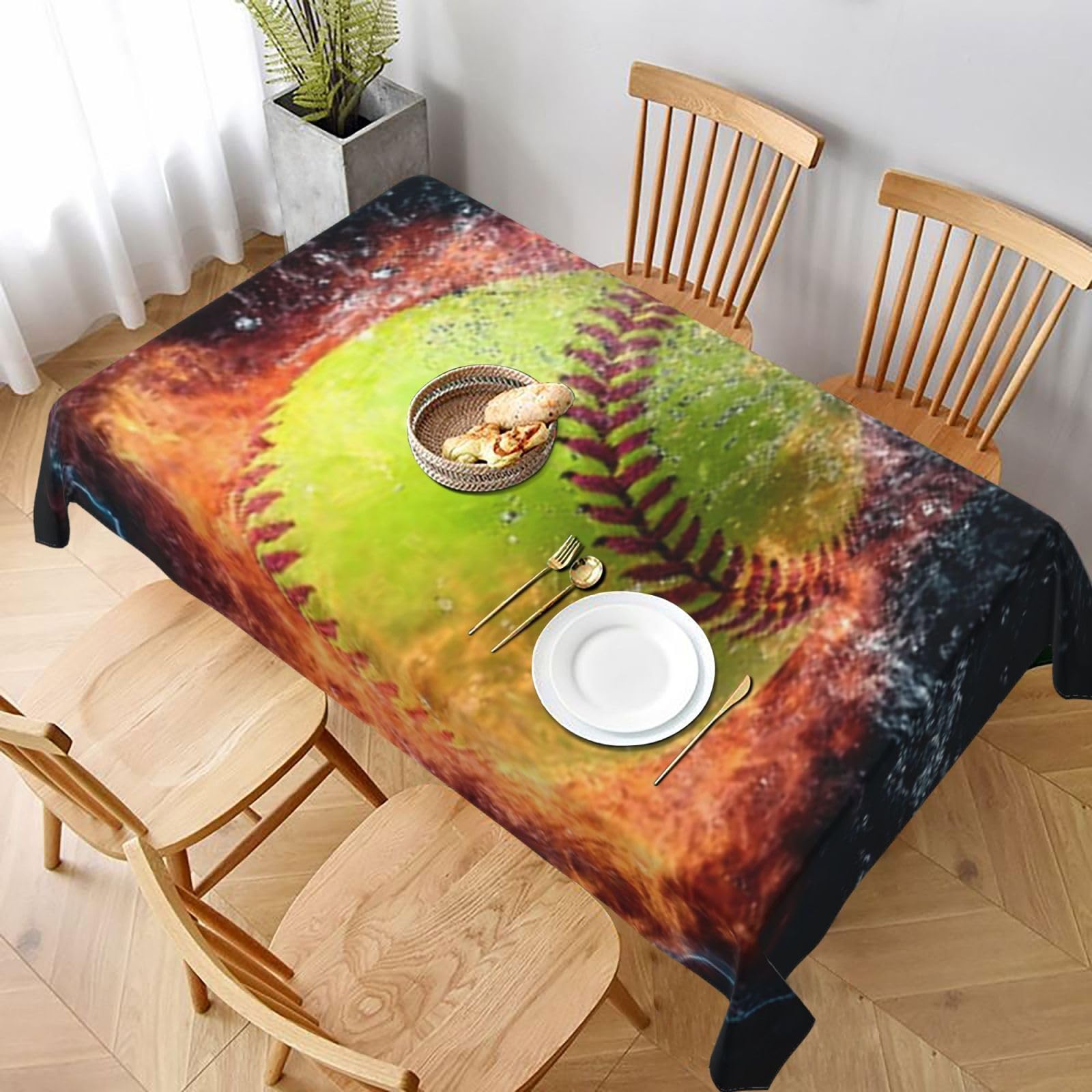 MXDLKSWPOH Table Cloths for Rectangle Tables 152x228 cm Waterproof Farmhouse Table Cloth Softball Tablecloths Washable Wrinkle Free Table Cover for Dining Table Weddings Events Party Buffet