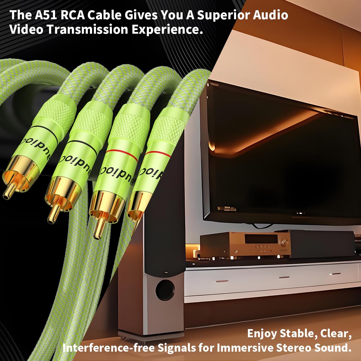 A51 Hi-end 6 N Cuivre OFC RCA câble d'interconnexion avec 2 Câble audio RCA vers RCA HiFi 1M