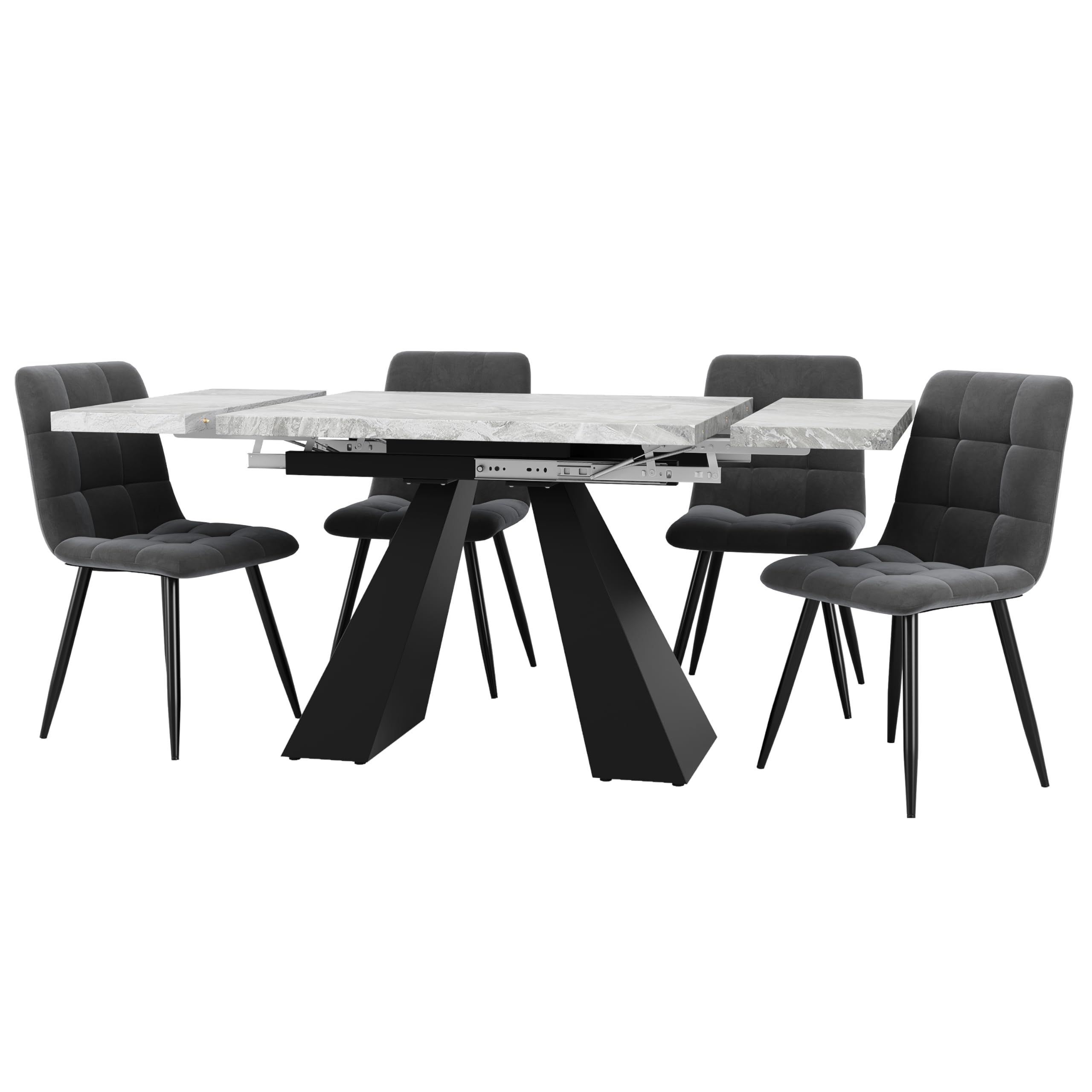 Mesa de comedor telescópica (99-159 x 74 cm), ahorra espacio, amplia superficie de trabajo, diseño flexible, para oficina en casa y salón (gris)