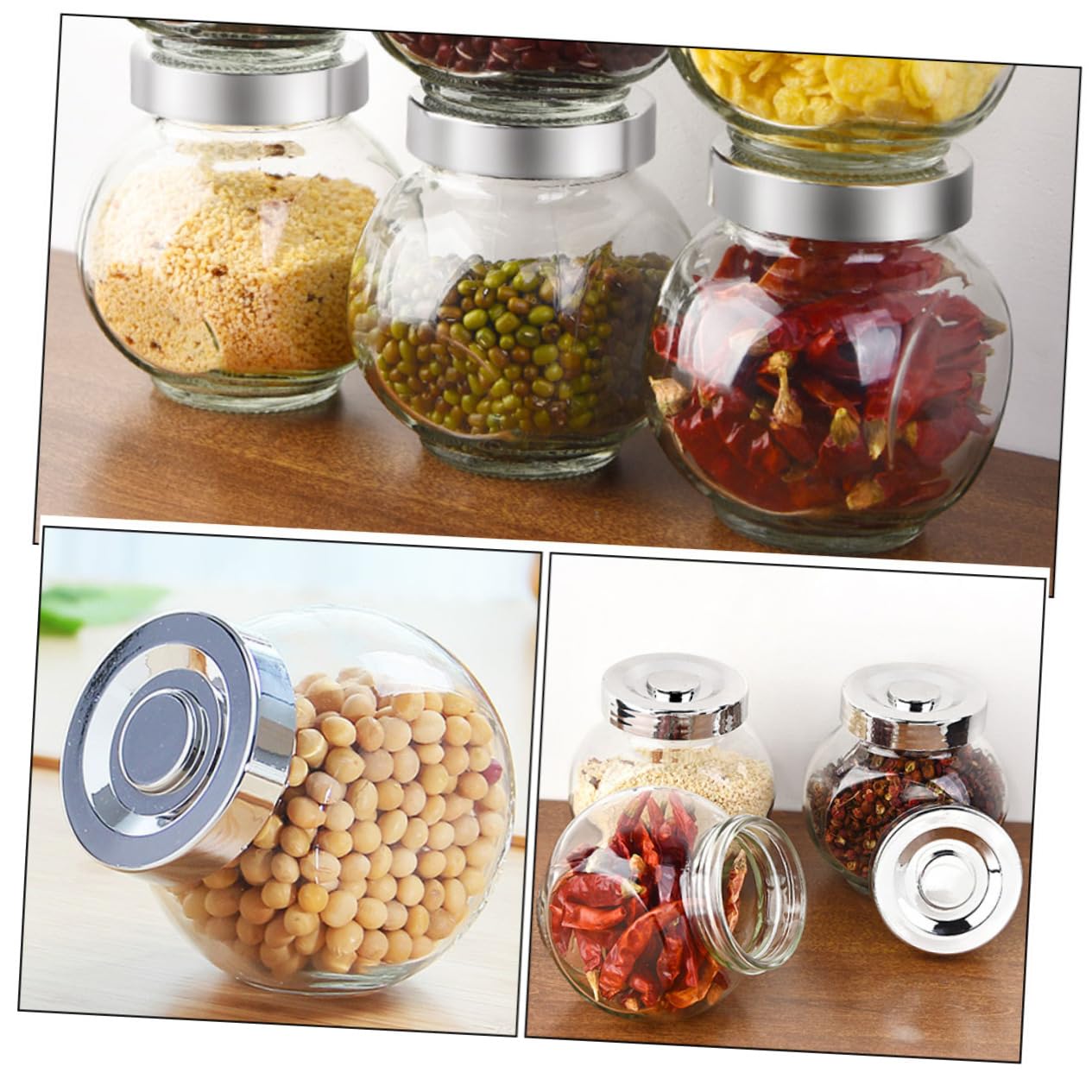 UKCOCO Tapa Hermética Sellados de Vidrio Transparentes 8 Frascos para Almacenar Alimentos para Conservar Mejor Cocina