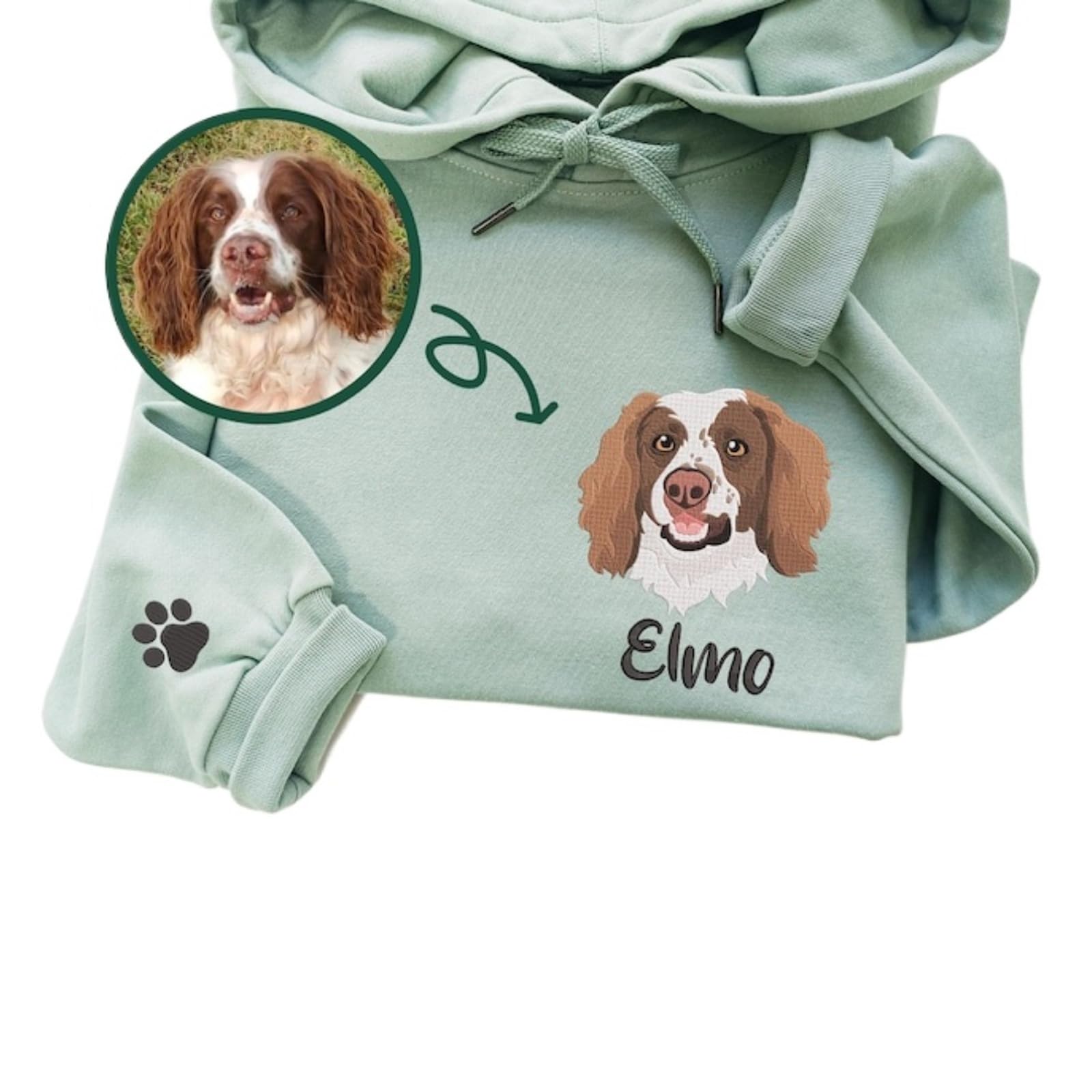 Sudadera bordada con cara de mascota, sudadera con capucha con foto de perro, sudadera con capucha bordada personalizada para mascotas, regalos para papá y perro, camiseta personalizada con nombre de