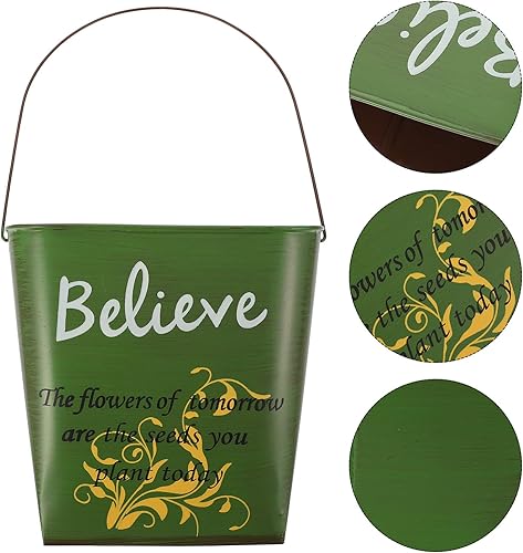 Miniatura 7 de Cubo de flores de hojalata colgante para flores, soporte para flores de pared, maceta colgante de hierro, contenedor de flores colgante, maceta