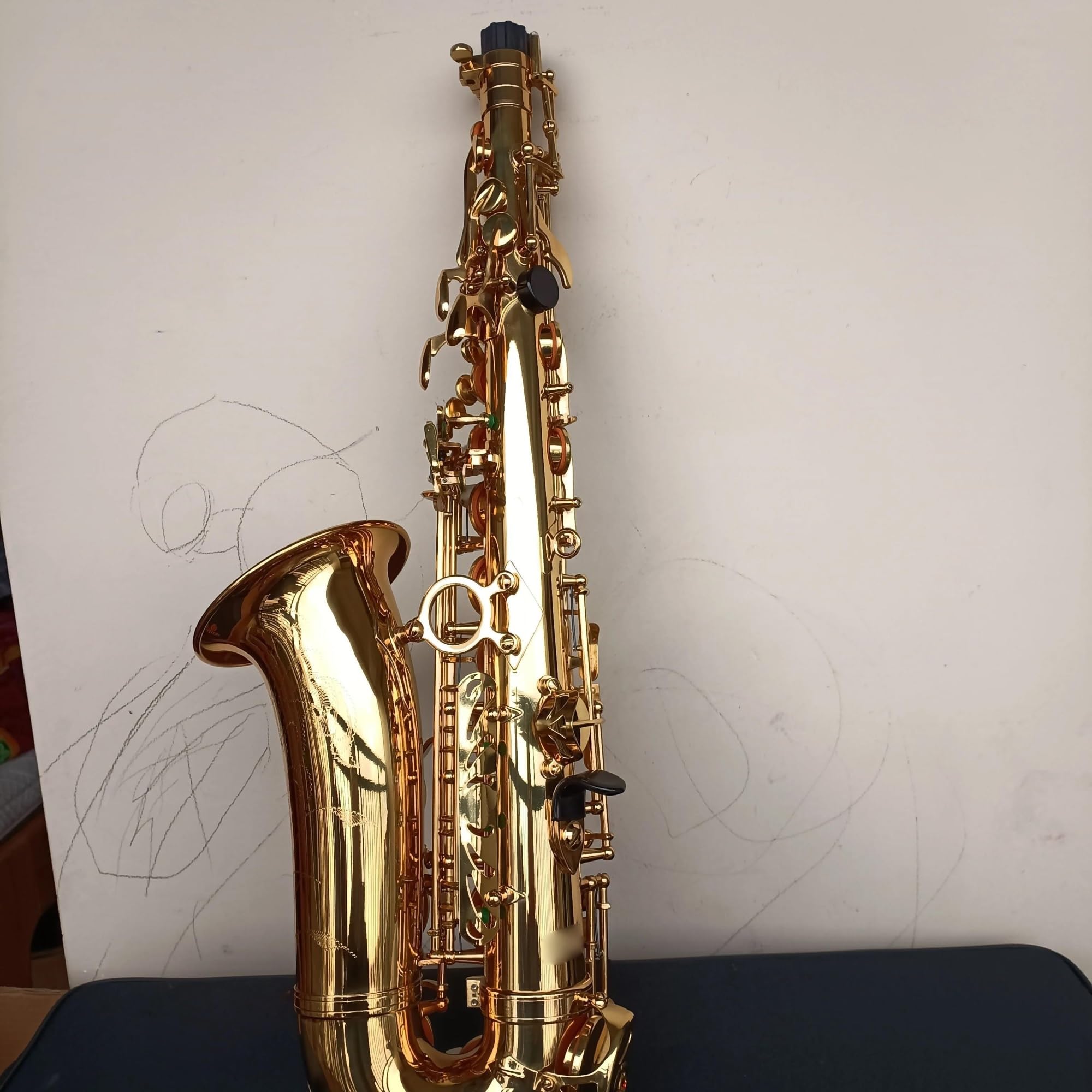Saksofon Saksofon Altowy Eb Tune Mosiądz Złoty Lakier Instrument Muzyczny E-płaski Saksofon Z Akcesoriami Do Futerału (Color : Leather Case)