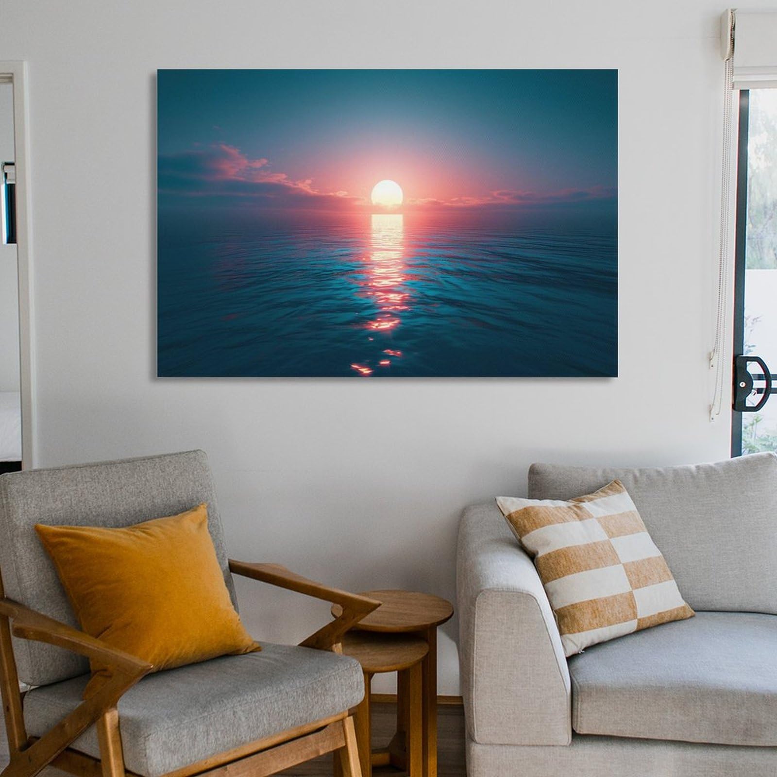 Amazon.co.jp: 絵画 海に沈む夕日海に沈む夕日インテリア 絵画 魅力的