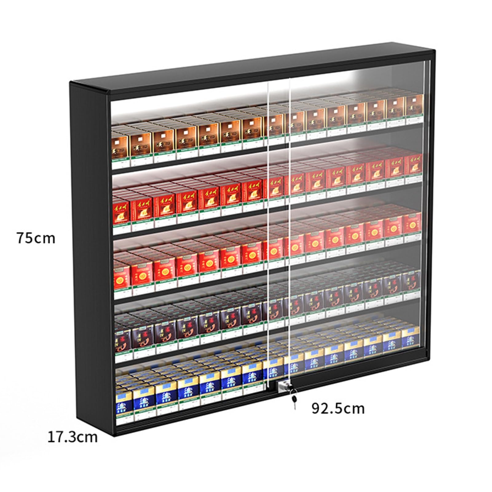 Expositor de cigarrillos, estantes de exhibición para tiendas minoristas, supermercados y mercados, vitrina de exhibición de cigarrillos de pared, organizador d,Black-36.42x6.81x29.53in/92.5x17.3x75CM