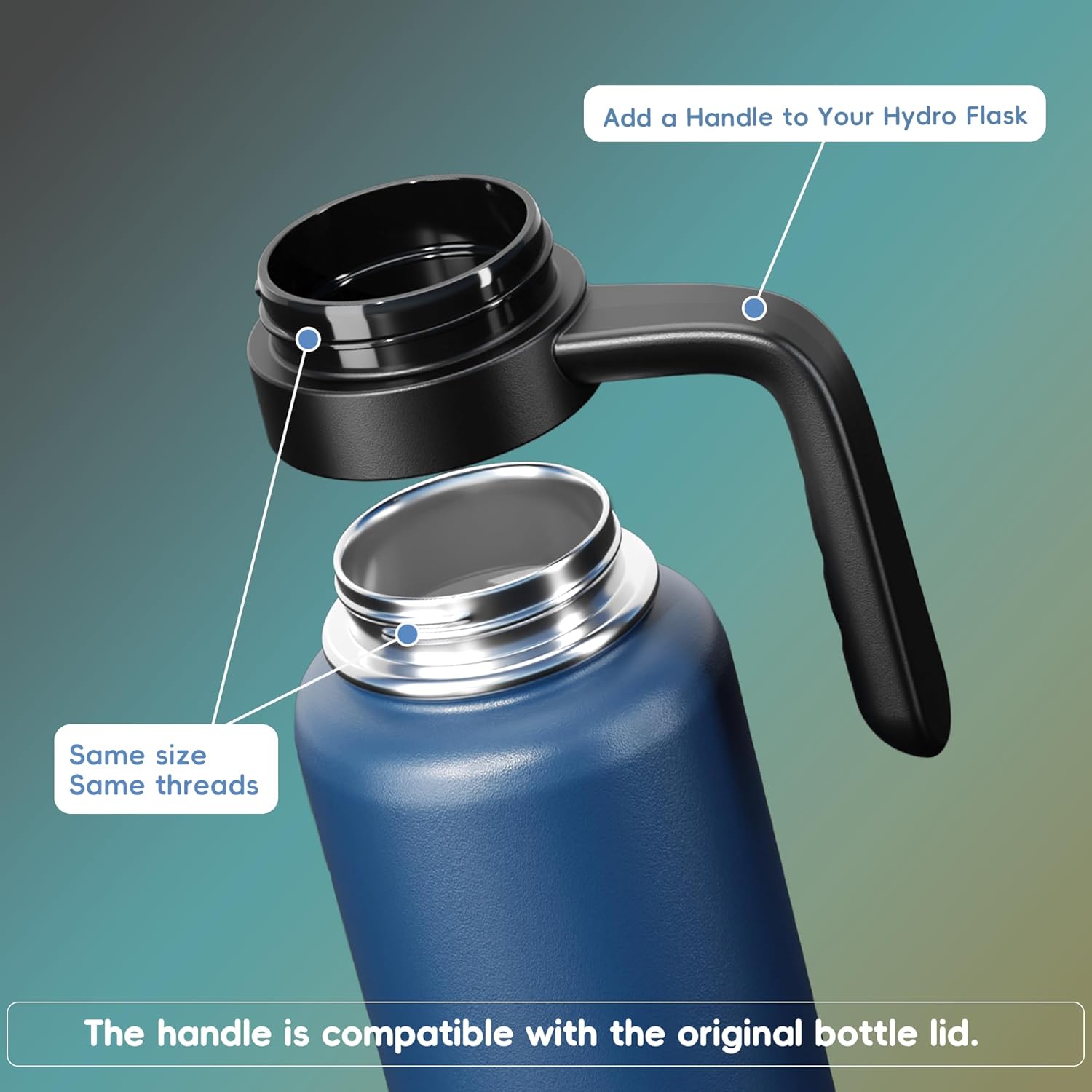 Replacement Lid for Hydroflask Wide Mouth Water Bottle, Top Lids with Straw for Hydro Flask Accessories, Top Sport Bottle Handle Cap for Hydroflask 12 16 20 32 40 64 128 oz Wide Mouth - Image 4