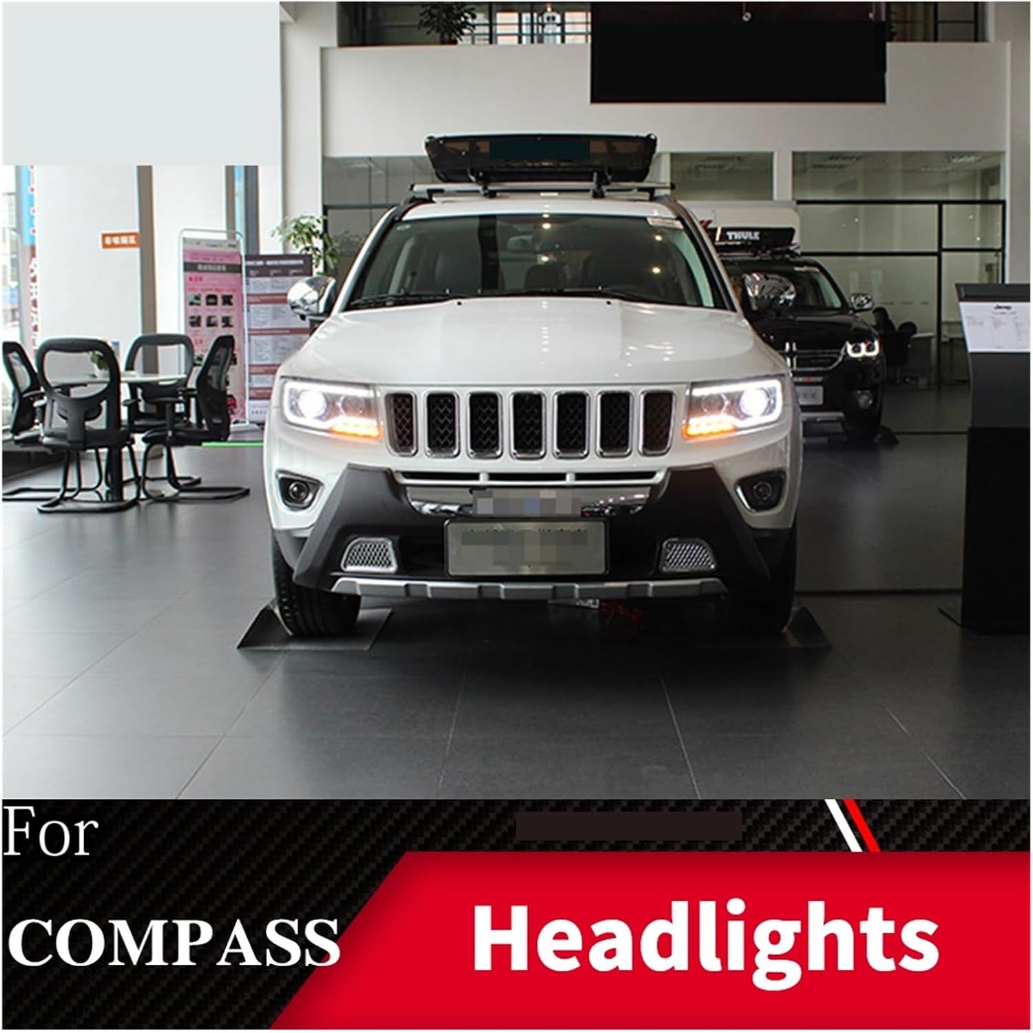 Car Styling Head Lamp Case Compatible for Compass 2011-2016 Grand Cherokee LED Headlight DRL Lens Double Beam Bi-Xenon Automobiles Parts Accessories Upgrade (Color : A)