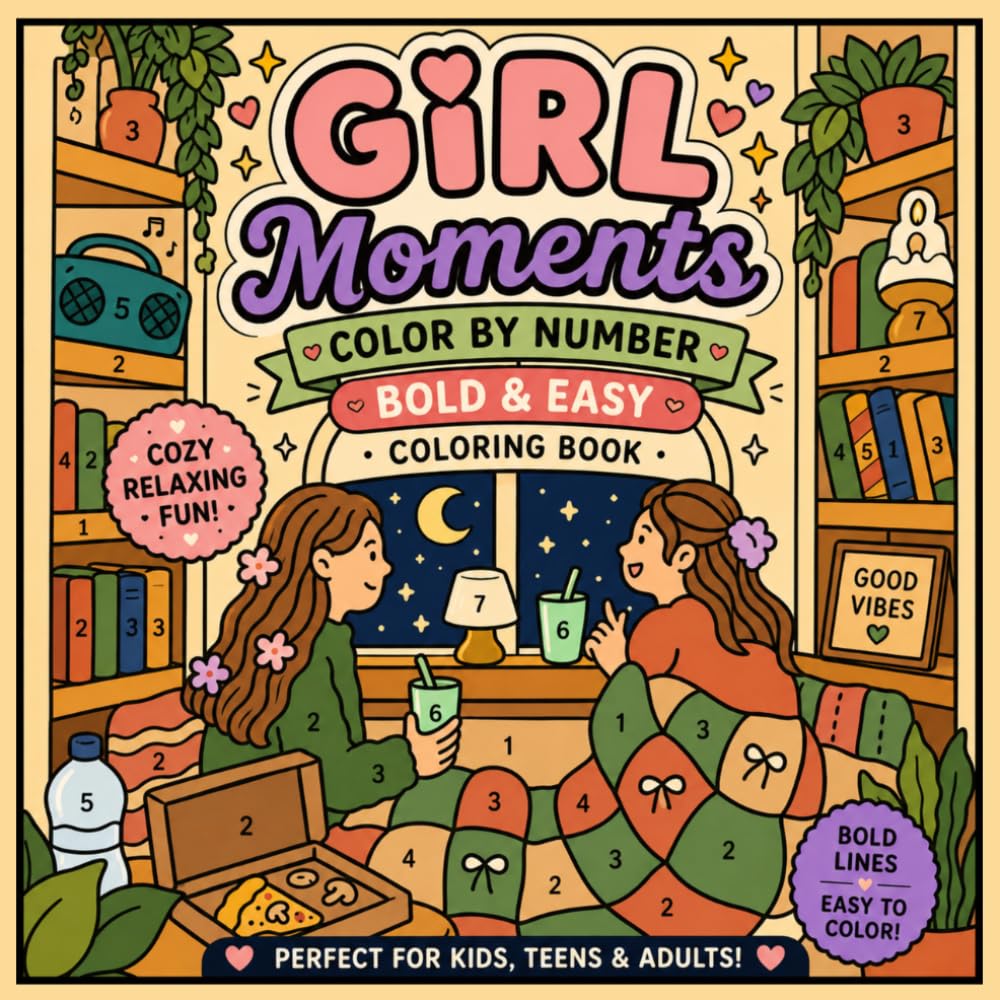 Girl Moments Color by Number: Bold & Easy Coloring Book Featuring Cozy Lifestyle, Friendship, Cute Daily Activities, Café Vibes, Weekend Fun, ... Teens & Women (Bold & Easy Color by Number)