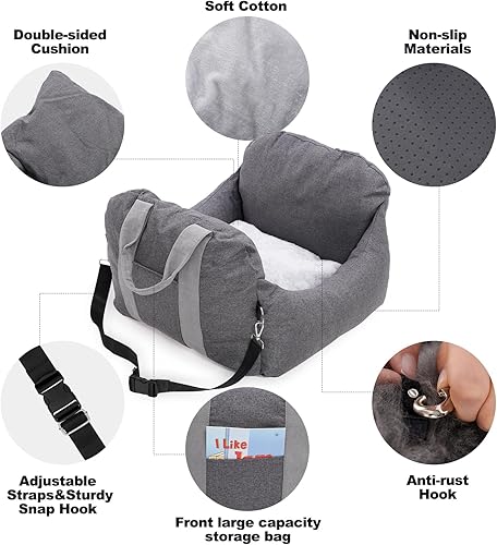 Miniatura 7 de Asiento elevador para perros pequeños, totalmente desmontable y lavable, asiento de automóvil para perros pequeños menores de 25 años, asiento de