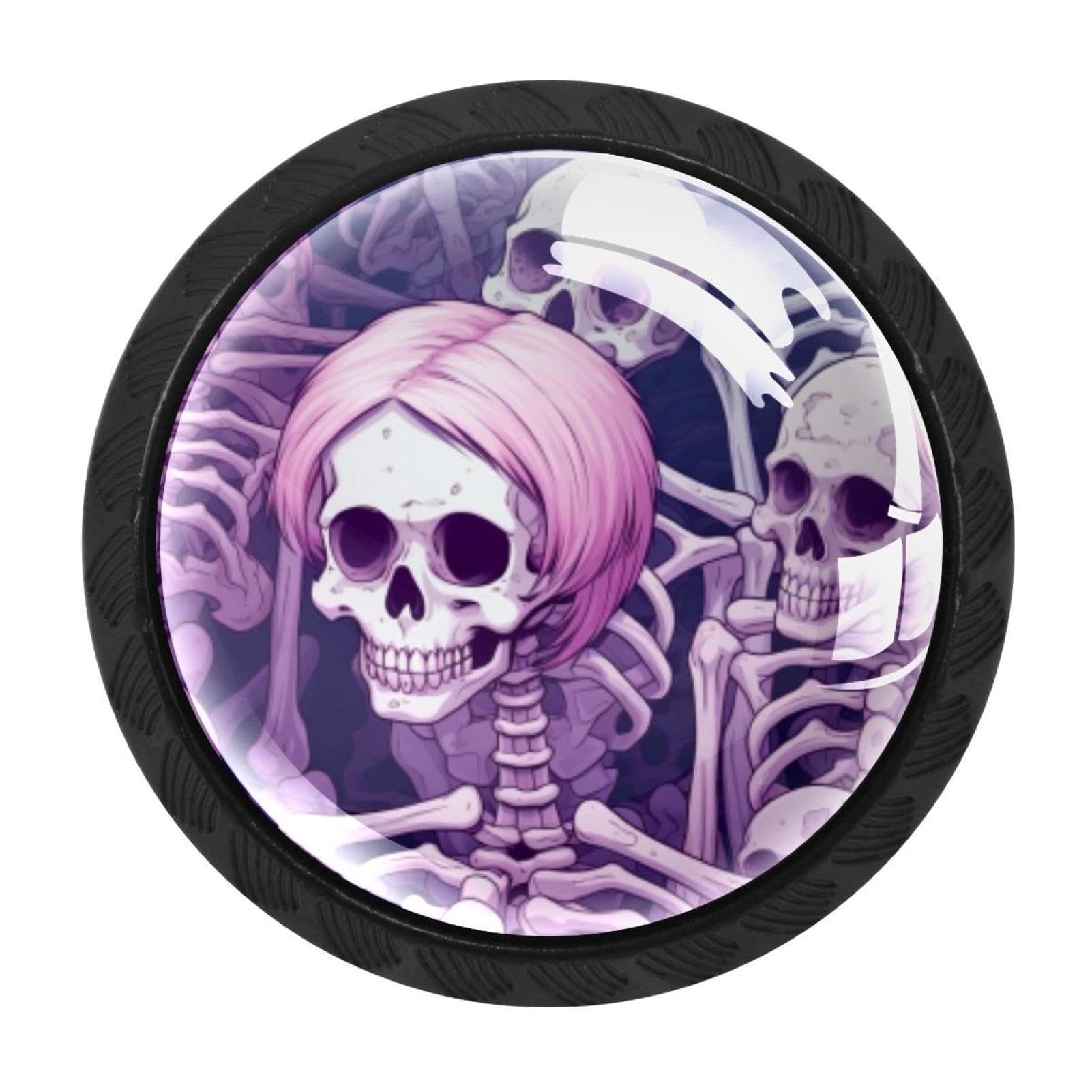 CHENZZZZ 4 Pieces Skeleton Kitchen Cabinet Knobs Drawer Knobs Dresser Knobs Black Knobs Drawer Pulls Dresser Drawer Handles Knobs for Dresser Drawers