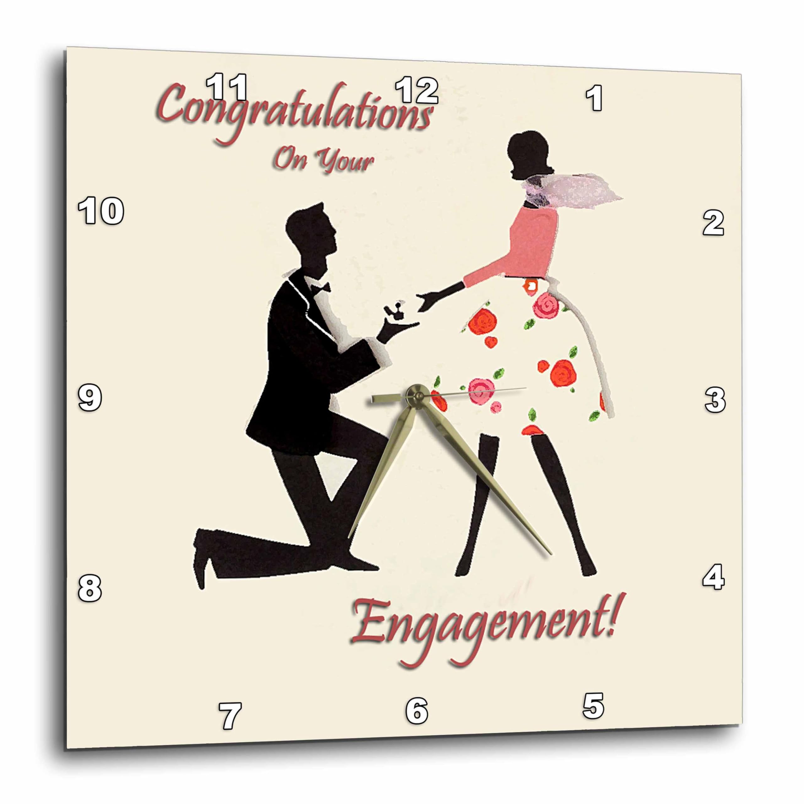 Horloge 10x10 Congratulations on Vous fiançailles 3dRose cadeau idéal