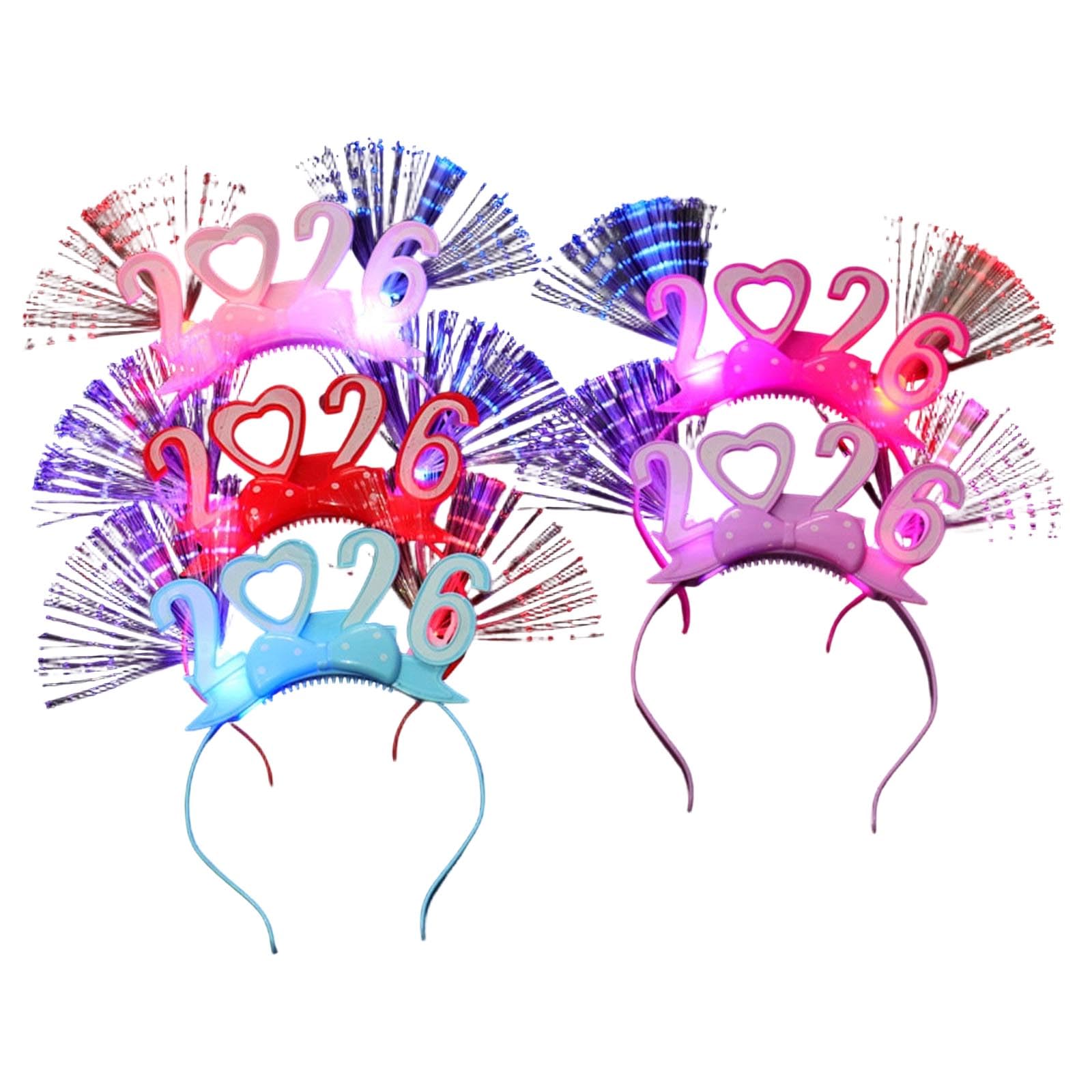 Elnwnnkc Of 4 Bright Headbands with Random Colors Light for Night Fun and Gatherings Elegant Light Up Accessories Party Headband