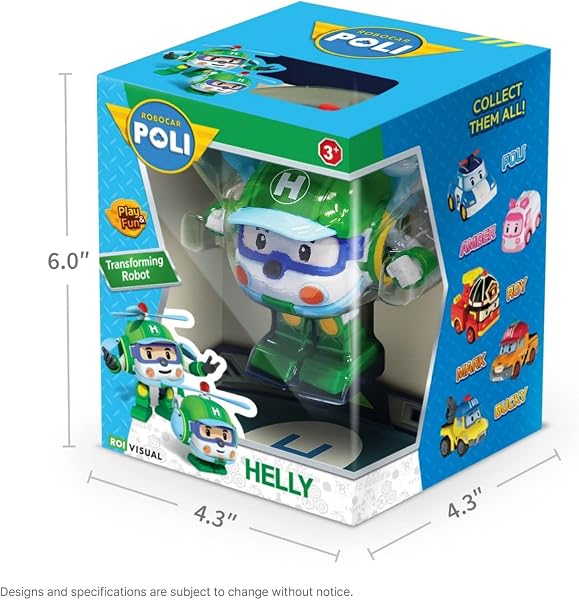Robocar Poli Robocar Transformable Héli l'hélicoptère Réplique officielle Se transforme Robot ou en Voiture super rapidement 10 cm Jouet Maternelle, 54207, Multicolore, 6 l x 5,5 L x 10 H - 3
