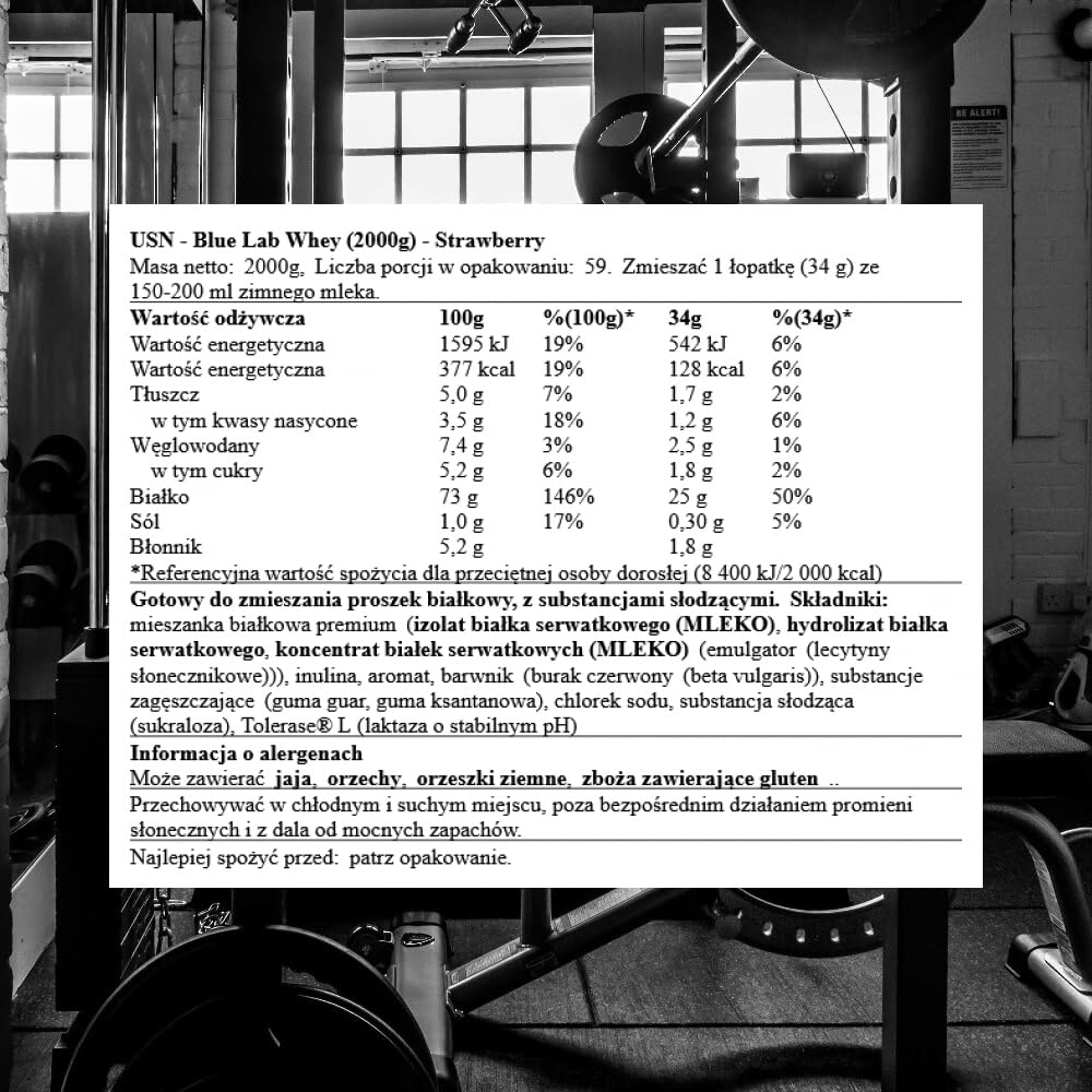 USN Blue Lab Whey (2000g) Fraise - Protéines - Mélange de protéines de lactosérum